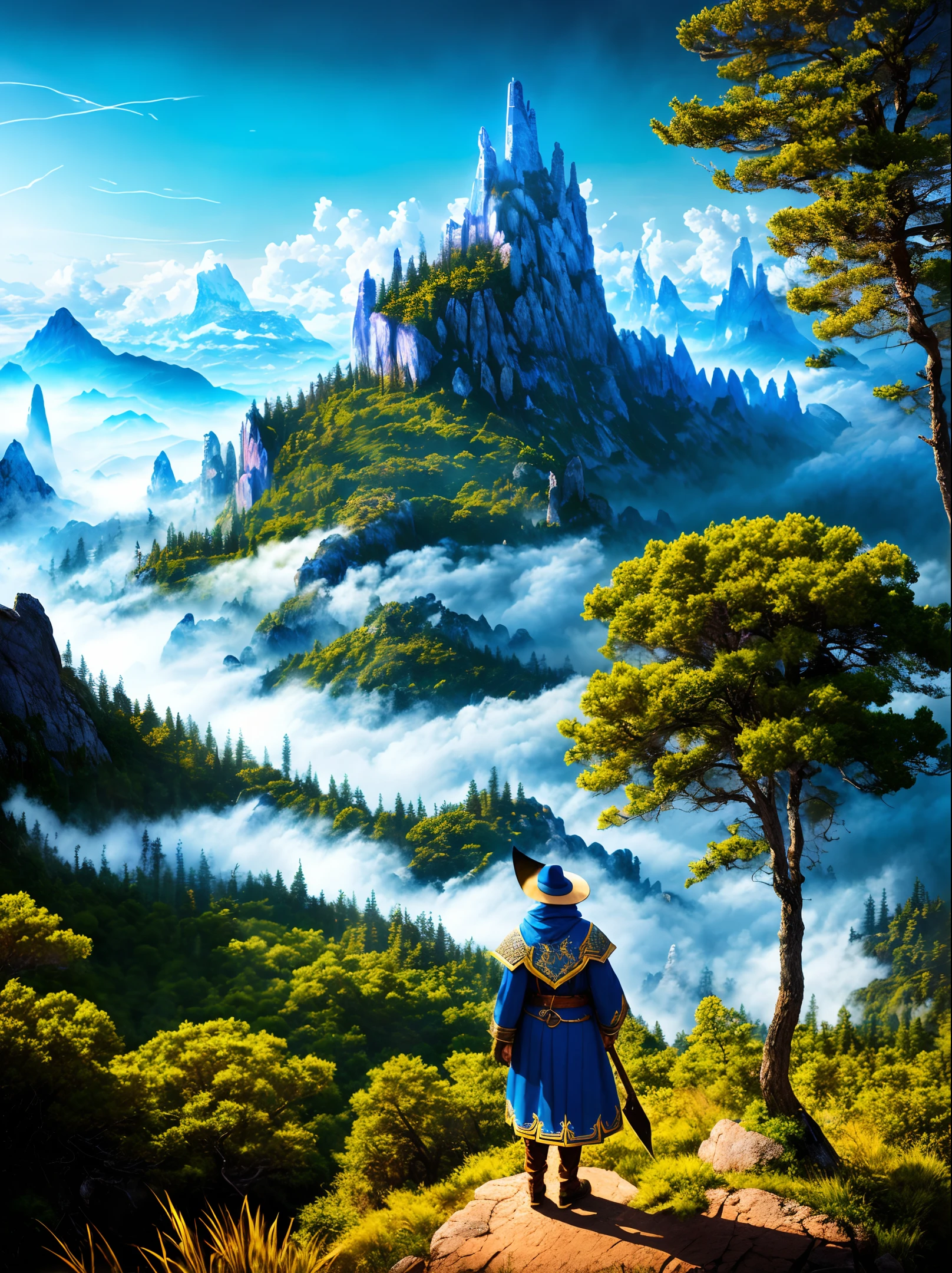 "An unparalleled 8k wallpaper of a mage in a natural environment, boasting intricate details, high detail rendering, and an awe-inspiring dramatic medium shot."