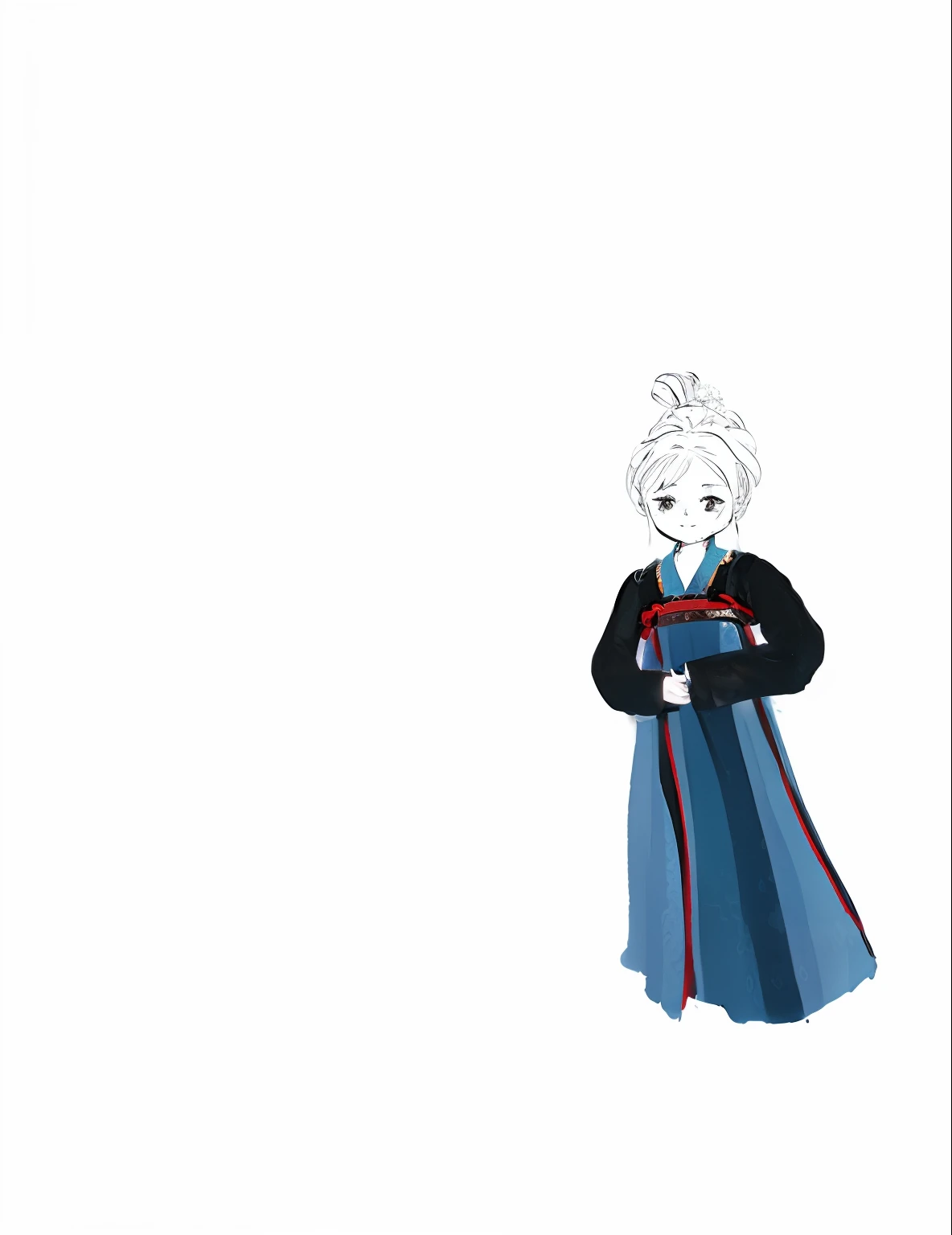 A girl in Hanfu stands in front of a splendid palace. The illustration is a high definition illustration in 4k resolution with highly detailed facial features
