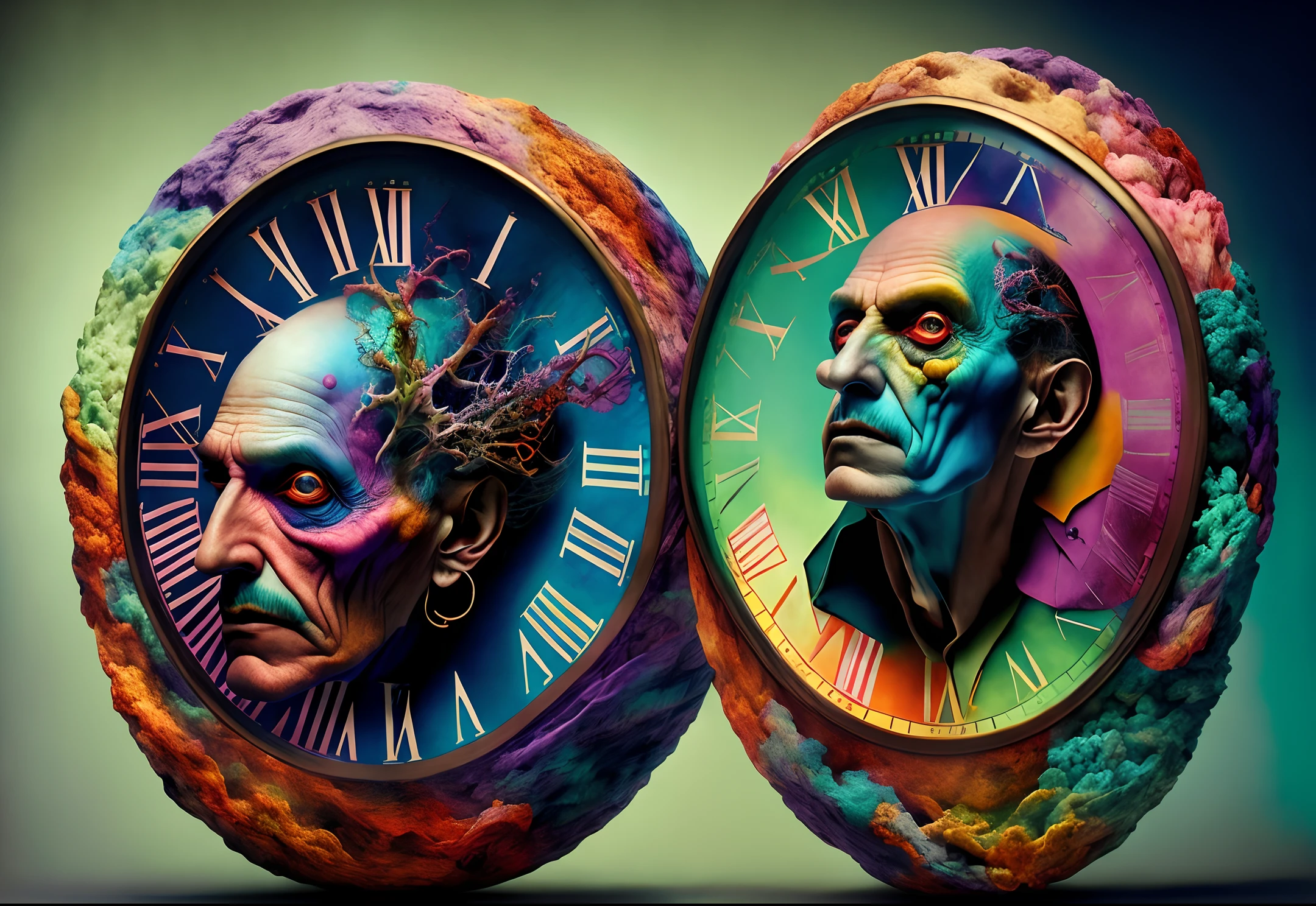 Mephisto's rhapsody of time color and space , surrealism by Alfio Presotto, brilliant colors