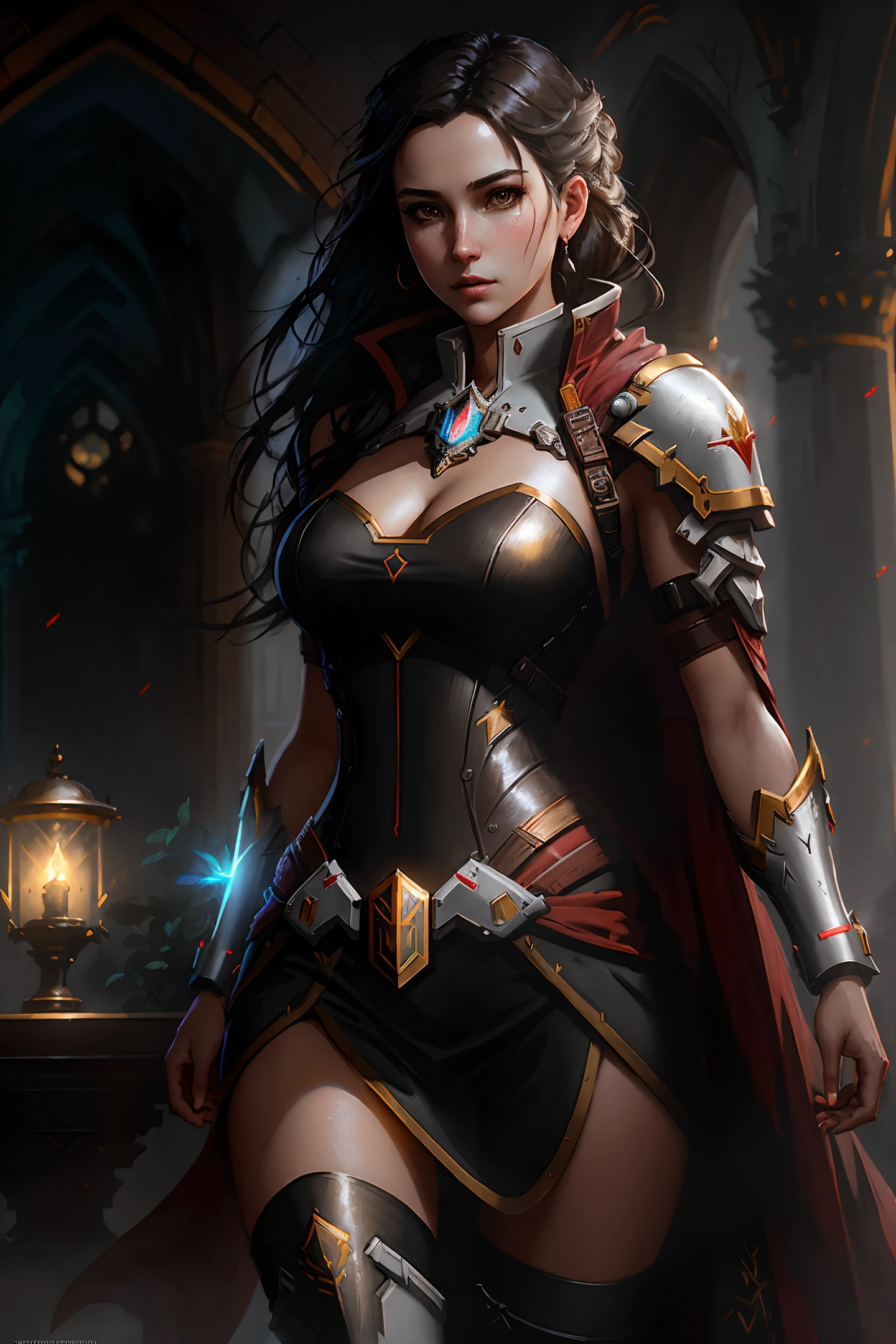 modelshoot style, (extremely detailed 8k CG wallpaper), sexy full body photo of the most beautiful artwork in the world, medieval armor, professional majestic oil painting by Ed Blinkey, Atey Ghailan, Studio Ghibli, by Jeremy Mann, Greg Manchess, Antonio Moro, Trending at ArtStation, Trending at CGSociety, Intricate, High Detail, Sharp Focus, Dramatic Photorealistic Art by Midjourney and Greg Rutkowski, Mercy \(overwatch\), Vampire Girl, Magic Sword, Full Body Visible, Head to Toe .