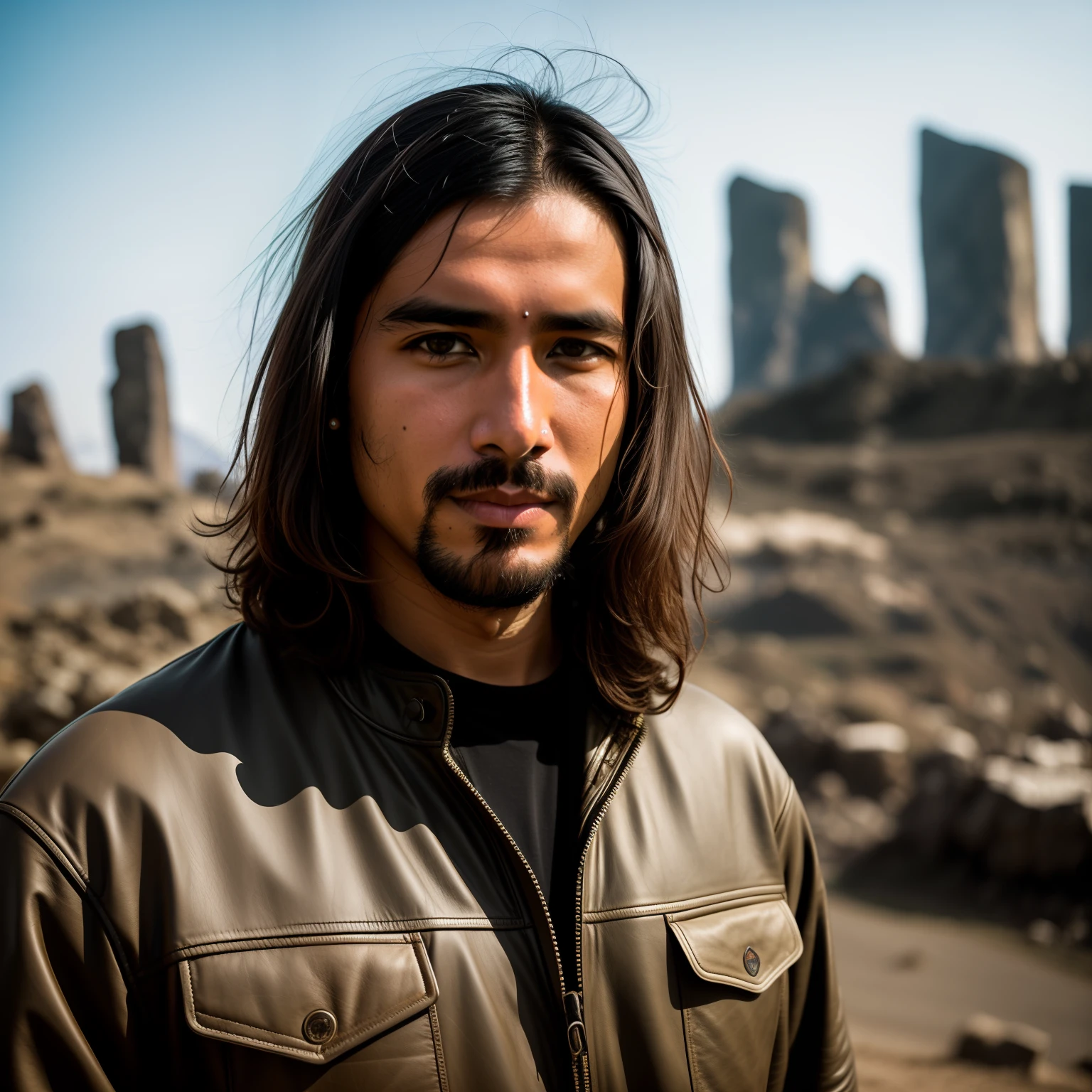 a long hair 25 year asian guy ridina motorcycle in himalayas of nepal