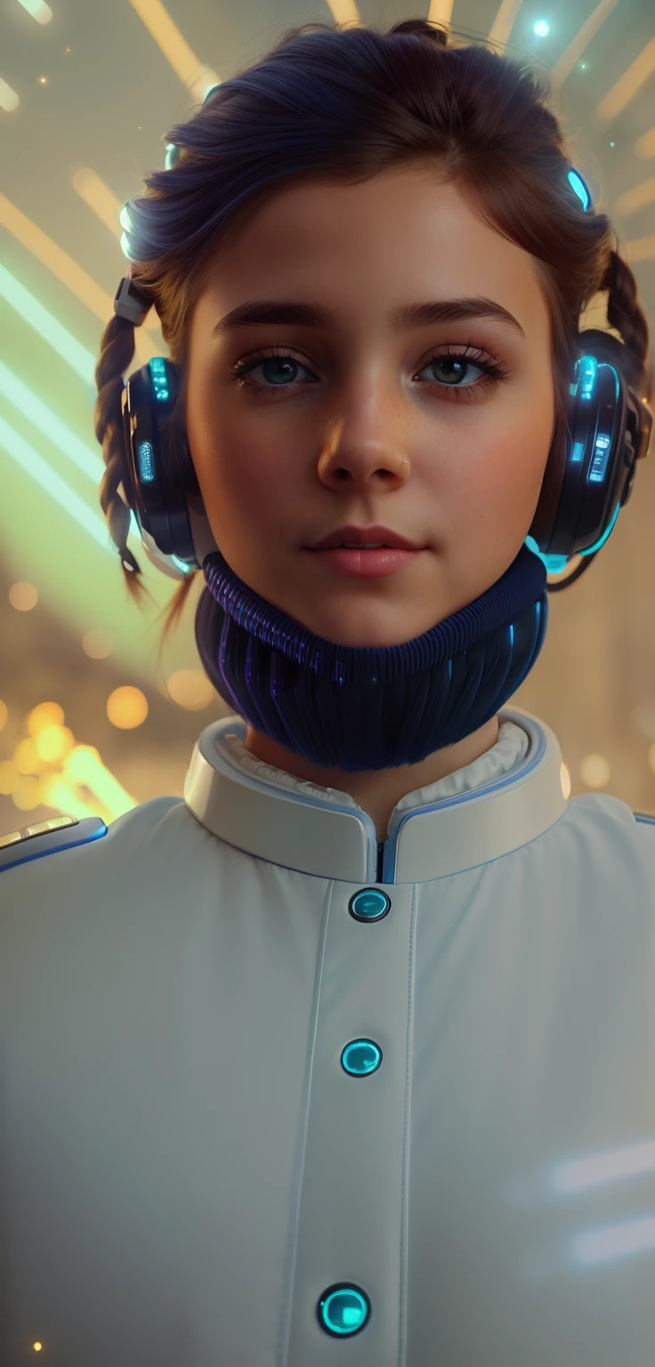 RAW photo, modelshoot style, (extremely detailed CG unity 8k wallpaper), portrait of ((( scottish girl :1.1))), ((scottish girl hair color)),(((scottish girl hairstyle))), (((hightlighted blue and white:1.1))), ((puffy eyes)),(((wearing blue and white tacitical vest:1.1))), (((futuristic tacitical gear))), ((girl posture)), ((smile)), ((cyperpunk)),staring at us with a mysterious gaze, realistic, masterpiece, highest quality, ((scifi)), lens flare, ((light sparkles)), unreal engine, digital painting, Style-TronLegacy-8v-B, trending on ArtStation, trending on CGSociety, Intricate, High Detail, dramatic, realism, beautiful and detailed lighting, shadows, (high detailed skin:1.2), 8k uhd, dslr, soft lighting, high quality, film grain, Fujifilm XT3