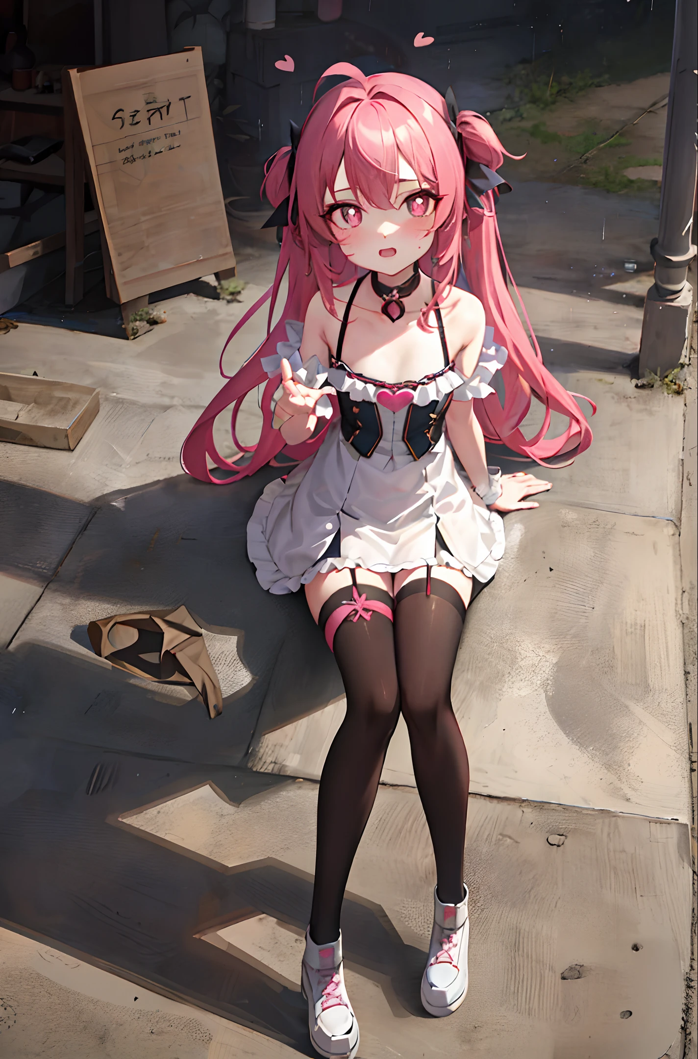 <lora:onihors:1, sally acorn, seductive, long hair, pink hair, visible clavicle, tight bravado, tough attitude, glare, determination, 1 girl, clavicle, look at viewer, nsfw, loli, small chest, full body, 2 hands, 2 feet, and marked, wet, slave, heart-shaped pupils, mouth