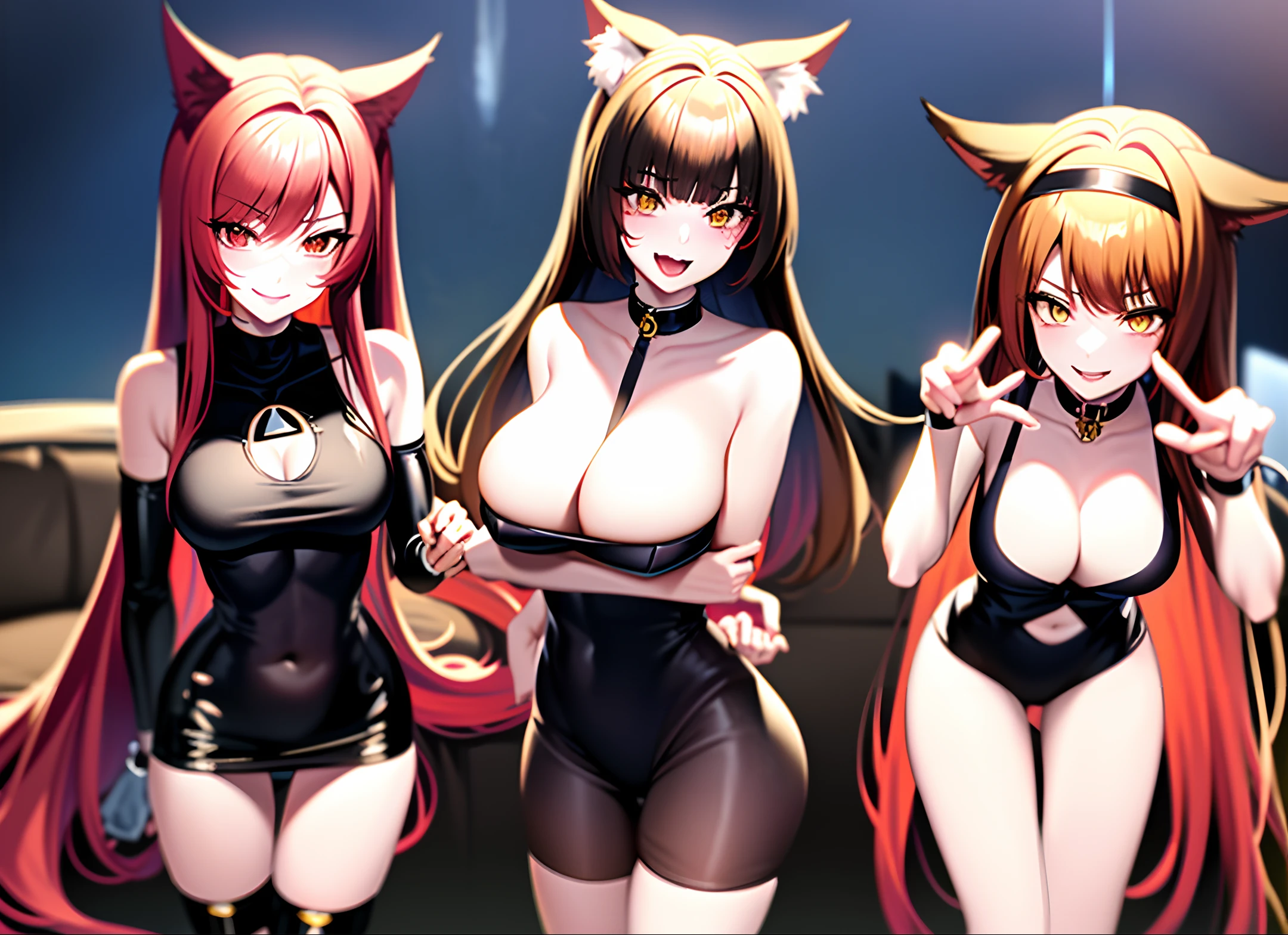 anime character with long red hair and a cat ears smoking a cigarette, attractive cat girl, spellcasting pose, cyarine, catgirl, cat girl, beautiful young catgirl, final fantasy style, tranding on pxiv, elegant pose, cattie - brie of mithril hall, succubus in tight short dress, evil pose, full pose