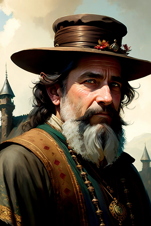 modelshoot style, (highly detailed CG unity 8k wallpapers), Medieval Paintings, Ed Blinkey, Atey Ghailan, Studio Ghibli, Jeremy Mann, Greg Manchess, Antonio Moro's Professional Majestic Paintings, ArtStation Trending, Trending on CGSociety, Complex , high detail, sharp focus, dramatic, realistic drawing, midjourney and greg rutkowski, middle aged, male, Dwarf, richman, three brothers