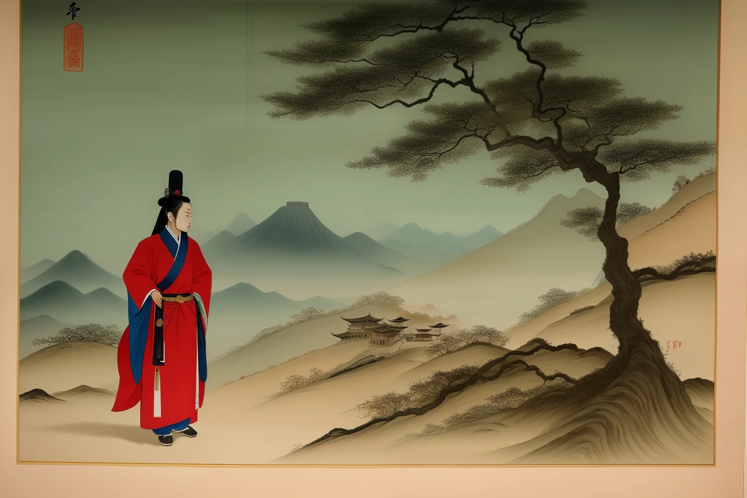 Liu Gen, courtesy name Jun'an, was born in Jingzhao Chang'an. During the time of Emperor Cheng of the Han Dynasty, he went to Songshan Mountain to learn Taoism, and met a stranger who taught him the secret, so he became immortal and could summon ghosts. Shi Qi, the prefect of Yingchuan, thought it was a monster, so he sent people to summon the root, and wanted to kill him. To the mansion, the saying said: "You can make people see ghosts, but you can make people see. If not, you will be slaughtered." Gen said: "It's very easy." Borrowing the mansion's previous pen and inkstone to write symbols. Because of knocking a few. After a while, five or six ghosts suddenly appeared, binding two prisoners before praying. Pray for familiarity, it is parents. He kowtowed to Gen and said: "A child has no shape, and he will die ten thousand times." Chi Qi said: "Your descendants can't honor their ancestors. Why offend the gods, it's because of tired relatives." The root suddenly left silently, not knowing what to do. traditional Chinese painting