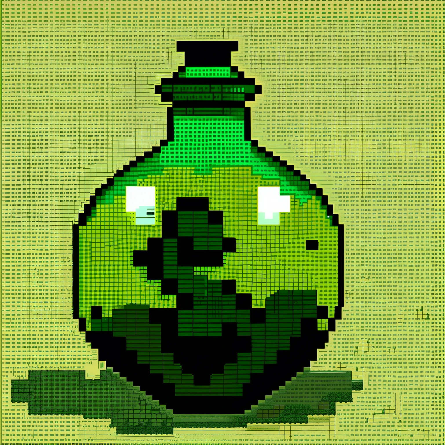 (pixelart) green health potion bottle, magic spell icon, clip art icon and game asset icon