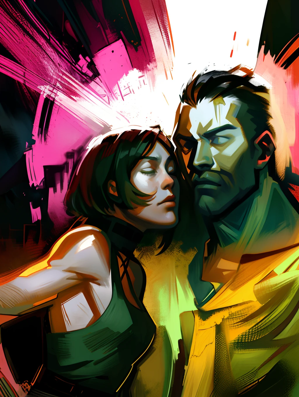  drawing of a (1girl), and a (((brutal (1boy)))), facing each other,kissing lips,grabbing ass,defined jawline, krita, contrasted lighting and shadows, closed eyes, at each other mindlessly, extremely realistic faces, parallelism, (pascal campion:0.38), vivid colors, (painting art:0.06), [eclectic:clear:17], epic realistic, colored, ((neutral colors)), art, (hdr:1.5), pastel, BREAK, hyperdetailed, (artstation:1.5), warm lights, dramatic light, (intricate details:1.2), rutkowski 
