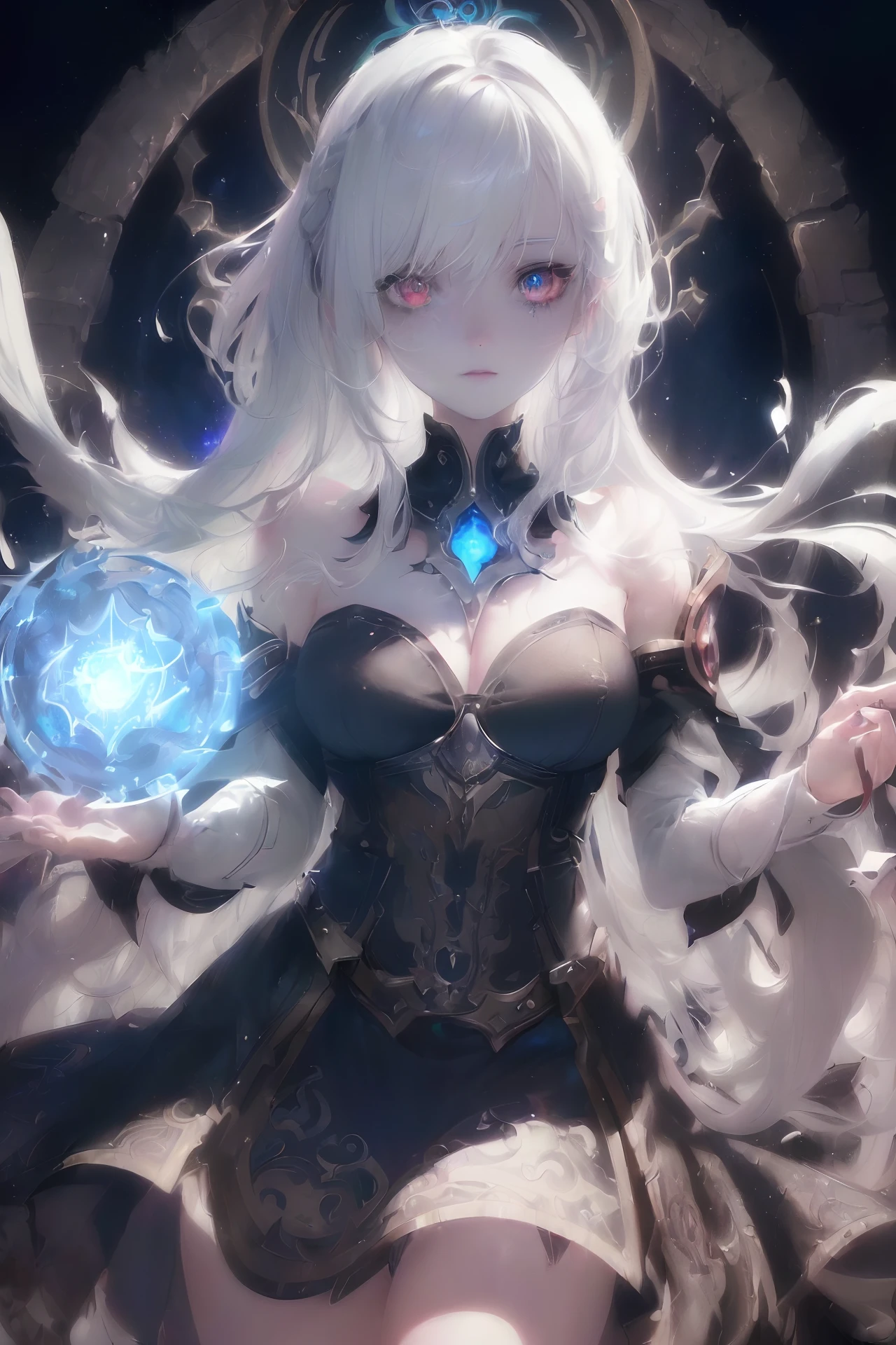 art by Cornflower, dreamy
(original, (masterpiece), (illustration:1.1), (detailed and beautiful), (perfect details), (unity CG 8K wallpaper:1.05), (beautiful and clear background:1.25), (depth of field:0.75), (masterpiece, best quality, ultra-detailed, best shadow), (detailed background,dark fantasy), (beautiful detailed face), high contrast, (best illumination, an extremely delicate and beautiful), ((cinematic light)), hyper detail, dramatic light, intricate details, (1 girl, solo,white hair, sharp face, blue and red eyes, hair between eyes, dynamic angle), swirling black light around the character, depth of field,black light particles,(broken ice),magic circle,cat girl,short hair, xenoblade, (heterochromia),cat ears, freckles, dynamic pose