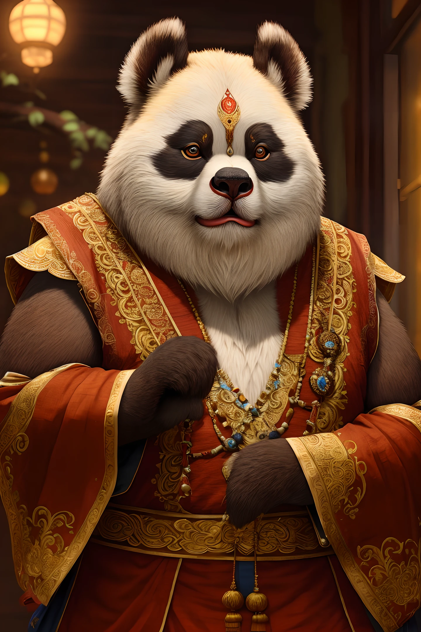 (very detailed 8k wallpaper), medium shot of an elderly pandaren monk, intricate, high detail, dramatic