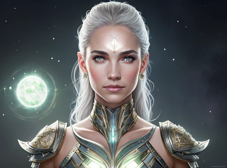 D&D nova callisto race, fantasy character portrait, transparent bright glowing skin, ultra-realistic, intricate, elegant, highly detailed, digital painting, art station, smooth, sharp, focus, illustration, artgerm art, Greg Rutkowski and Alphonse Muta