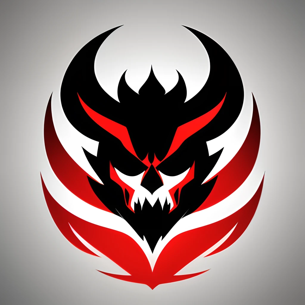 best sport logo, sharp image, detailed, typography, fire, demon, with a symbol of hell inside, modern font, textures, vector, central axes, colors: red, white and black, minimalist, simplified, no background
