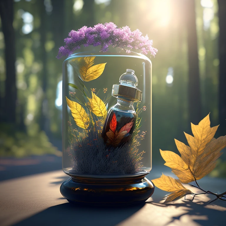 fabulous insect in a bottle, fluffy, realistic, photo, canon, fabulous, art, colorful leaves and branches with flowers on top. Greg Rutkowski's over-detailed Photorealism - H 1024 W 804 |f 1 6 Lens mark 2:2 s Film grain 3555 mm :1 realistic contrast sharp focus high resolution!! complex detailed atmospheric refraction of light lighting unreal engine 5 cinematic concept photography masterpiece octane rendering trend in cgsociety is visualized as