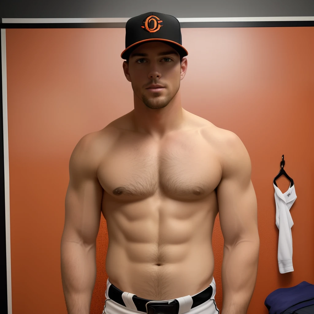 masterpiece, best quality, 8k, raw, canon 5d, f/1.8, iso 6400, wide-angle, Realism, movies, posters, photos,(detailed face), Mature, handsome,
ruggedly handsome young man wearing a tight white jockstrap , muscular, chest hair, shirtless, masterpiece, best quality, highres, realistic, standing, foreshortening, medium shot, ground view, highly detailed symmetrical painting realistic v2 prompt - hot mlb player, face is (Kris Bryant:Brice Harper:0.5), hanging out, in Orioles lockerroom, shirtless, big bulge, f/8 1/125, style is candid photograph, current year