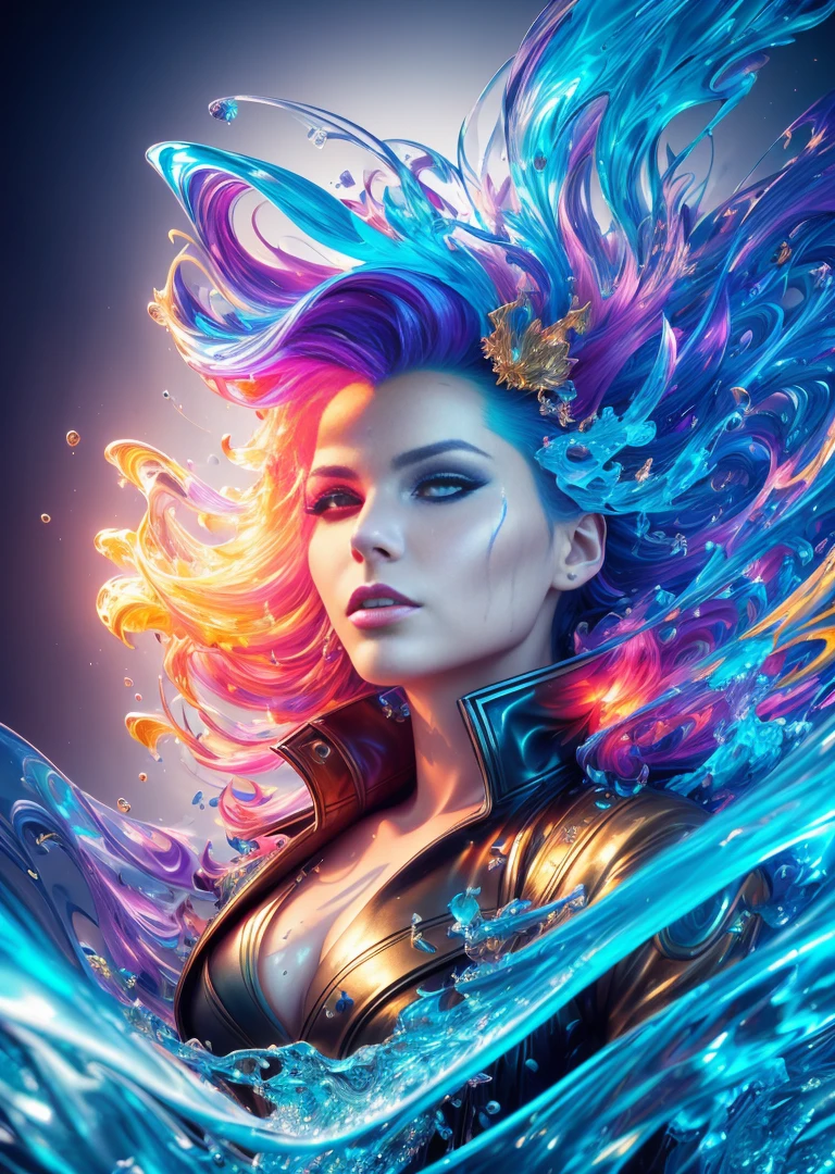 modelshoot style, (extremely detailed CG unity 8k wallpaper), Chaotic storm of intricate liquid smoke in the head, stylized beauty full - length abstract portrait, wet-skin, by petros afshar, ross tran, tom whalen, peter mohrbacher, artgerm, shattered glass, ((bubbly underwater scenery)) radiant light octane render highly detailed ((evil aesthetic))