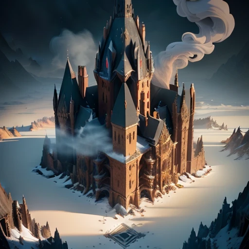 Masterpiece, best quality, (very detailed CG unity 8k wallpaper), (best quality), (best illustration), (best shadows), dark underworld, arsenal, magma, smoke, hogwarts school Architecture, Isometric 3D, Realistic Style, Octane Rendering, Ray Traced, Highly Detailed, 45-degree top-down perspective, game scene building icon design, (distant view icon).