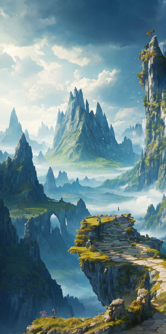 Masterpiece, best quality, high quality, extremely detailed CG unity 8k wallpaper, landscape, outdoor, sky, cloud, day, mountain, scenery, water, tree, blue sky, waterfall, cliff, nature, lake, river, cloudy sky, award winning photography, bokeh, depth of field, HDR, bloom, chromatic aberration, photorealism, highly detailed, trending on artstation, trending on CGsociety, intricate, high detail, dramatic, Malenia of NoD, Art of Ənigma