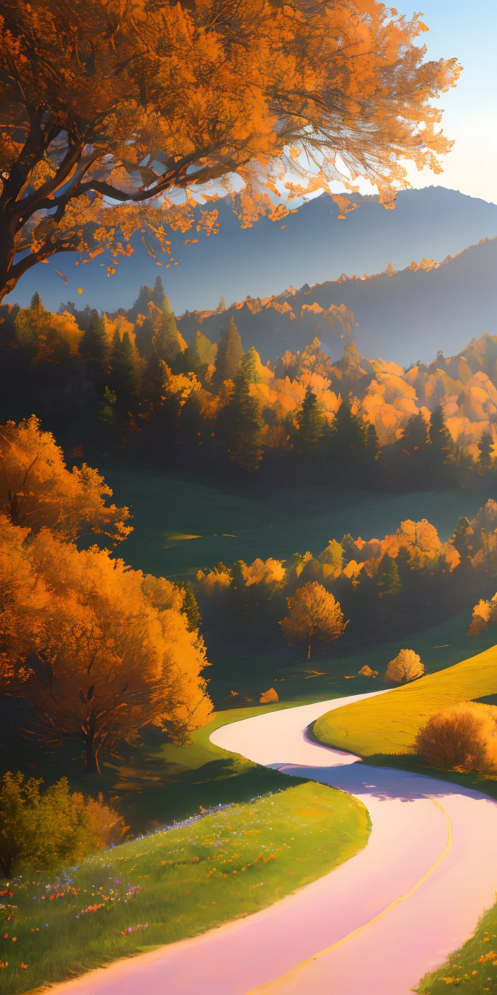 Masterpiece, best quality, high quality, highly detailed CG unity 8k wallpaper beautiful landscape oil painting, award winning photography, bokeh, depth of field, HDR, bloom, chromatic aberration, photorealistic, very detailed, trending on artstation, trending on CGsociety , complex, high detail, dramatic, midway art and masterpiece, best quality, high quality, extremely detailed CG unity 8k wallpaper lush winter landscape with rolling green hills stretching towards the horizon, dotted with pink, yellow Wildflowers and Purples, Volumetric Lighting and Masterpiece, Best Quality, High Quality, Extremely Detailed CG Unity 8k Wallpaper Tranquil Autumn Landscape Surrounded by Golden, Fiery Red and Burnt Orange Trees. The clean air is laced with the sweet aroma of fallen leaves and wood smoke. The ground is covered with golden leaves that rustle underfoot. In the distance a golden mountain rises, volumetric lighting and masterpiece, best quality, high quality, extremely detailed CG unity 8k wallpaper stunning winter landscape covered in a golden mantle, creating a sparkling The world of white and gold. Tall evergreens tall and proud, their branches crushed by heavy snow, volumetric lighting and masterpiece, best quality, high quality, extremely detailed CG unity 8k wallpapers of vibrant spring landscapes full of new life and colors. Rolling hills covered in a green carpet, dotted with delicate wildflowers in shades of pink, purple and yellow, stereoscopic lighting