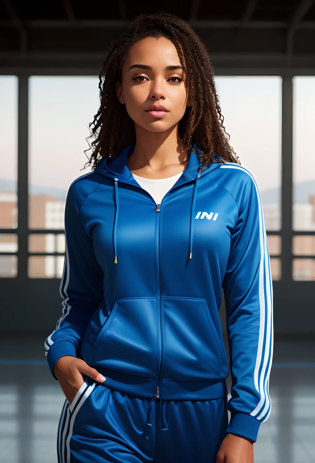 beautiful mature college student, in tracksuit, on athletics field, ((slim, petite)), photorealistic, photo, masterpiece, realistic, realism, photorealism, high contrast, photorealistic digital art trending on Artstation 8k HD high definition, detailed realistic, detailed, skin texture, super detailed, realistic skin texture, armature, best quality, super high resolution (photorealistic: 1.4), high resolution, detailed, raw photo, sharp re, Lee Jeffries film nikon d850 stock photography 4 kodak portra 400 camera f1.6 lens rich colors hyper realistic realistic texture dramatic lighting unreal engine trending on artstation cinestill 800,
