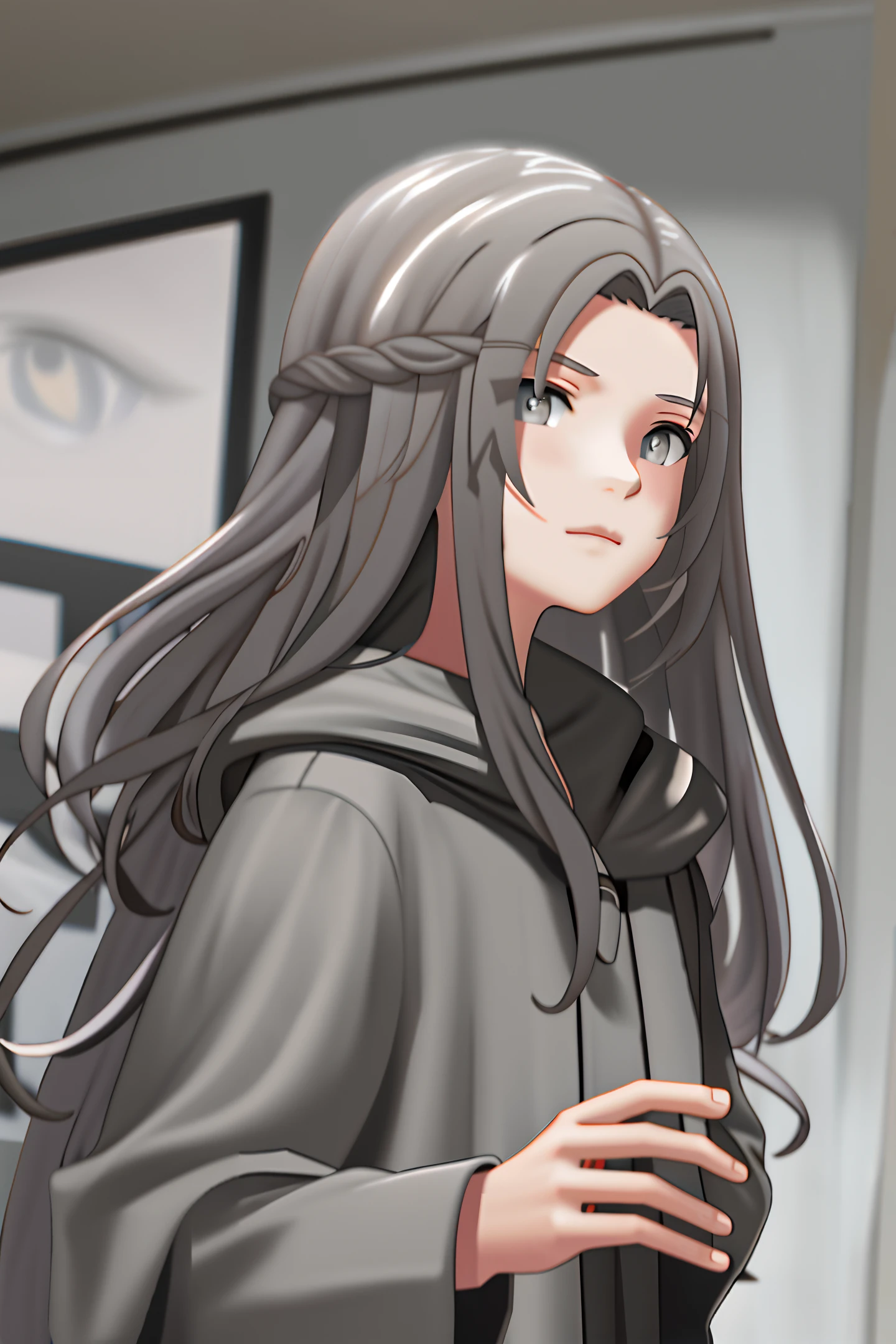 Gray original mourning with brown hair in the second dimension