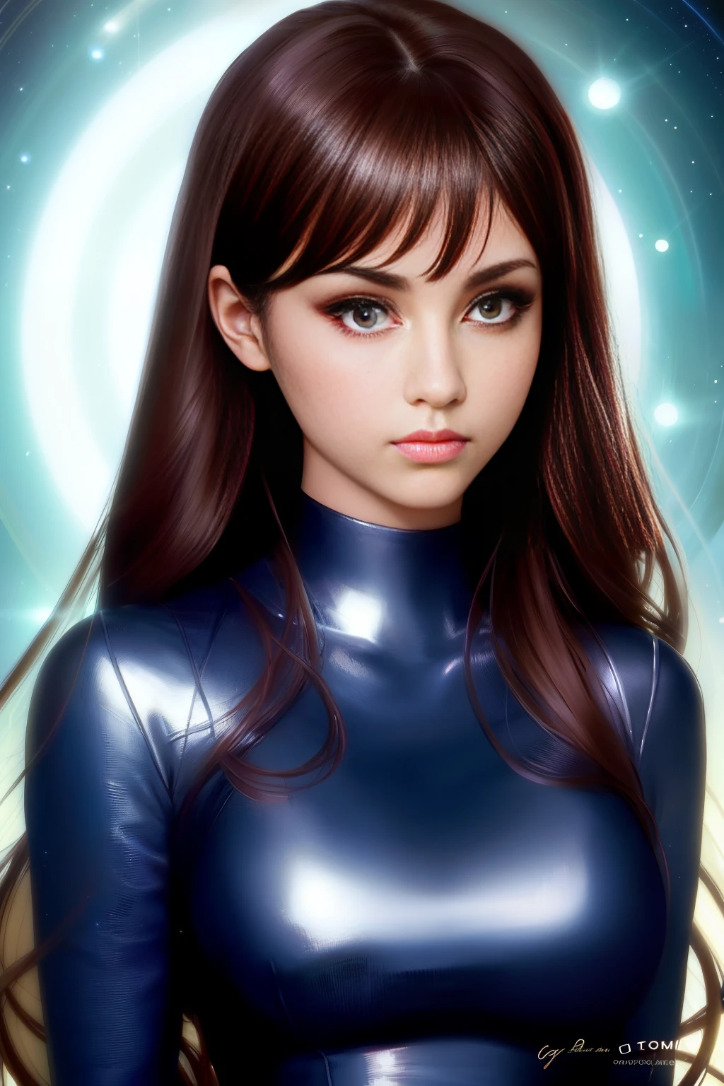 sultry dress, barely wavy hair, skintight clothes, sweater, crop top, ,, fully body image, full body view, Pretty, cute, beautiful woman,, Close-up, Head and chest portrait, realistic photograph, highly detailed, digital painting, Concept art, Digital art, High quality, Cinematic lighting, Soft lighting, best quality, masterpiece, upper body, arms behind head, sparkling eyes, centered, Illustration, Details, Portrait, digital painting, smooth, sharp focus, by Laura Sava and Anna Dittman and Tom Bagshaw