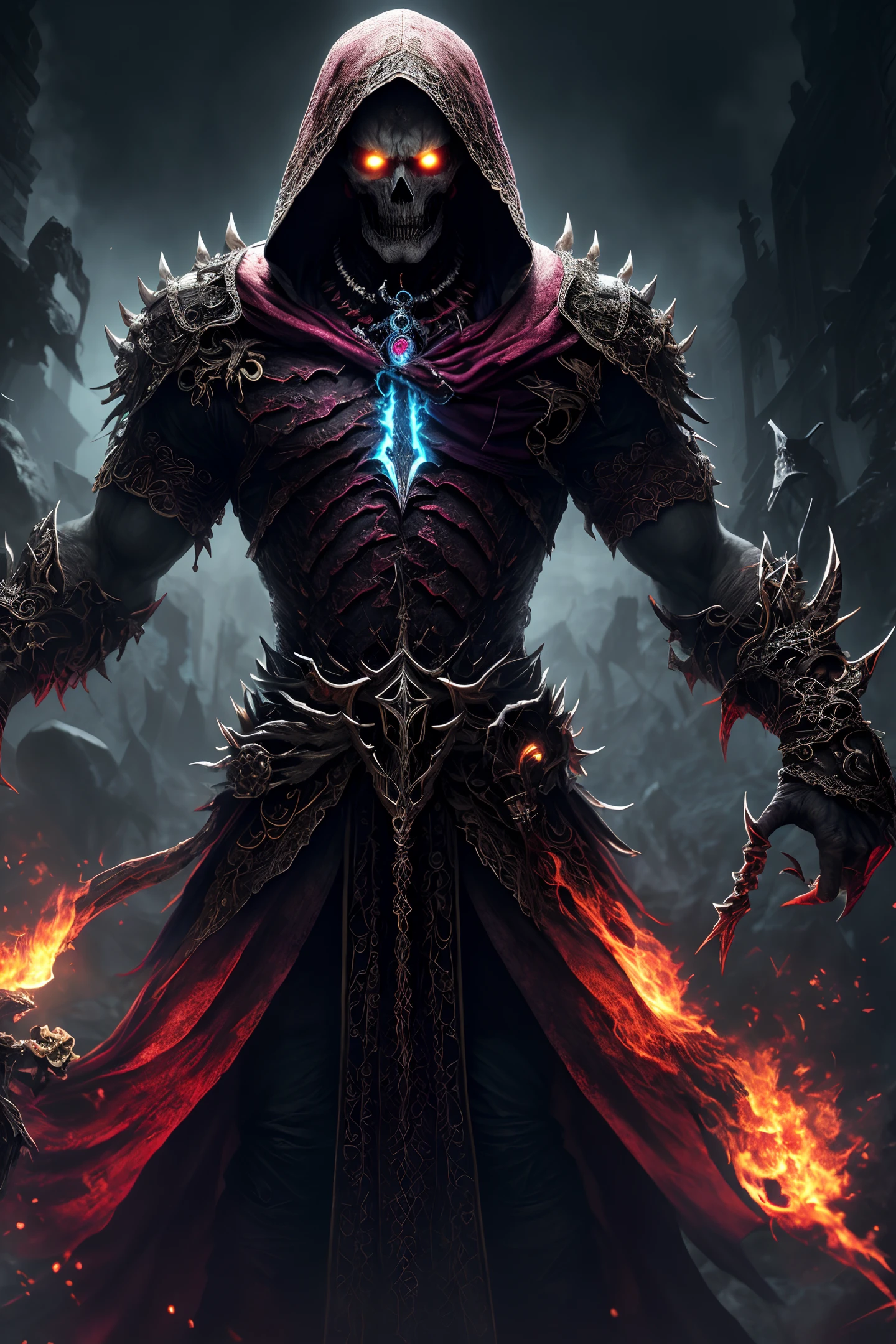 (extremely detailed 8k wallpaper),a medium shot photo of a fearful necromancer, intricate, high detail, dramatic