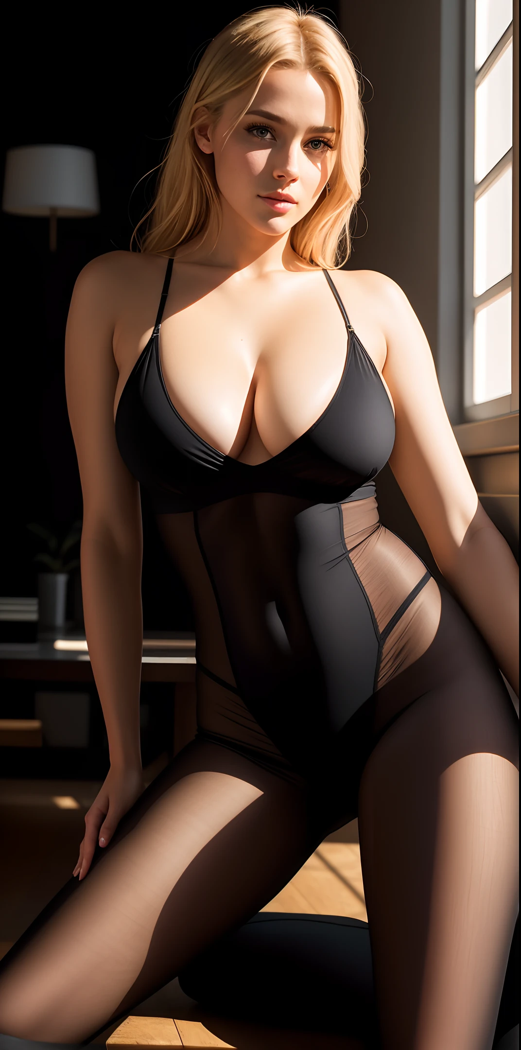 beautiful german college girl, blonde, full body, in See-through outfit, See-through pants, Camel-toe, indoor, living room, sitting,seductive posture, sexy pose, spread legs, leg_up, arms at sides, and ample cleavage, big tits photorealistic, photo, masterpiece, realistic, realism, photorealism, high contrast, photorealistic digital art trending on Artstation 8k HD high definition detailed realistic, detailed, skin texture, hyper detailed, realistic skin texture, armature, best quality, ultra high res, (photorealistic:1.4), high resolution, detailed, raw photo, sharp re, by lee jeffries nikon d850 film stock photograph 4 kodak portra 400 camera f1.6 lens rich colors hyper realistic lifelike texture dramatic lighting unrealengine trending on artstation cinestill 800,