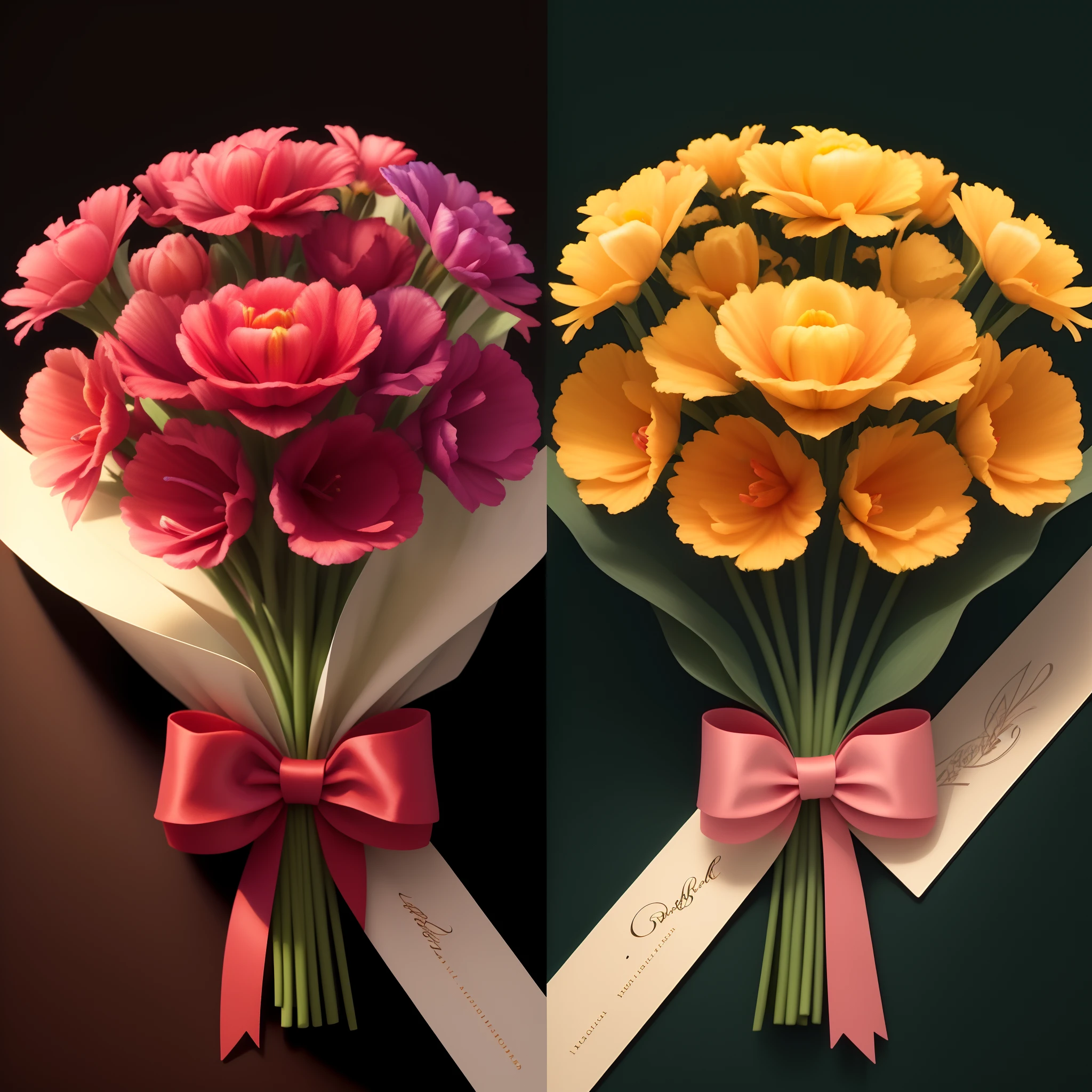 A half-opened, photorealistic tulip card with vibrant colors.