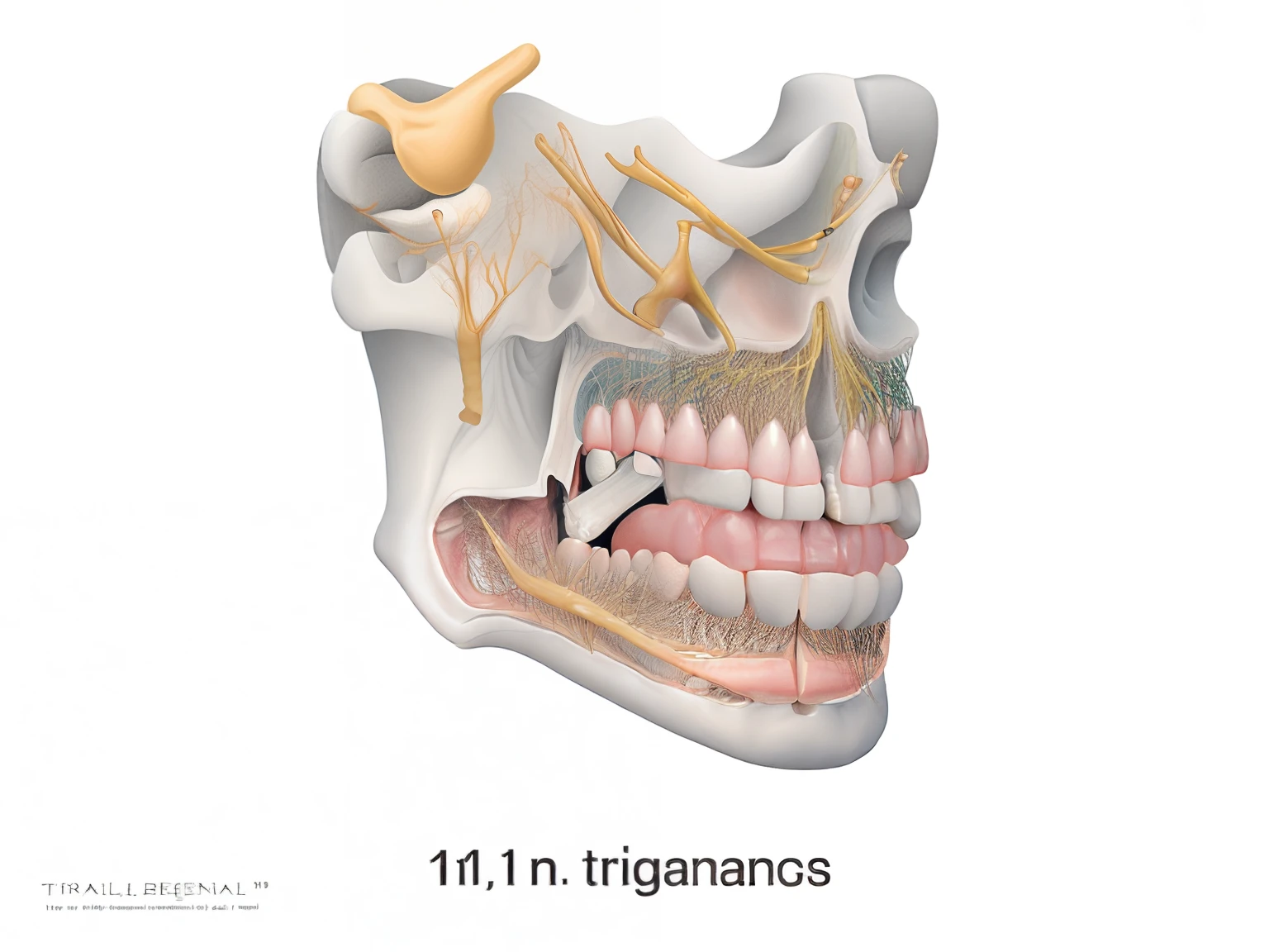 1. Diagram of the internal distribution of the human facial nerve, including the trigeminal nerve, mandibular foramen, chiseled mandible, drooping mandible, bared mandible, hinged mandible, protruding mandible with visible fangs, biomechanically open chewing mouth, straight mandible , medical description, human jaw, ubiquitous layered teeth. 2. Internal view of trigeminal face, illustration by Yi Jaegwan, tumblr, art, hole in the jaw, strong jaw, hanging jaw, jaw showing teeth, hinged jaw, protruding jaw with visible fangs, biomechanics Open chewing mouth, straight jaw.