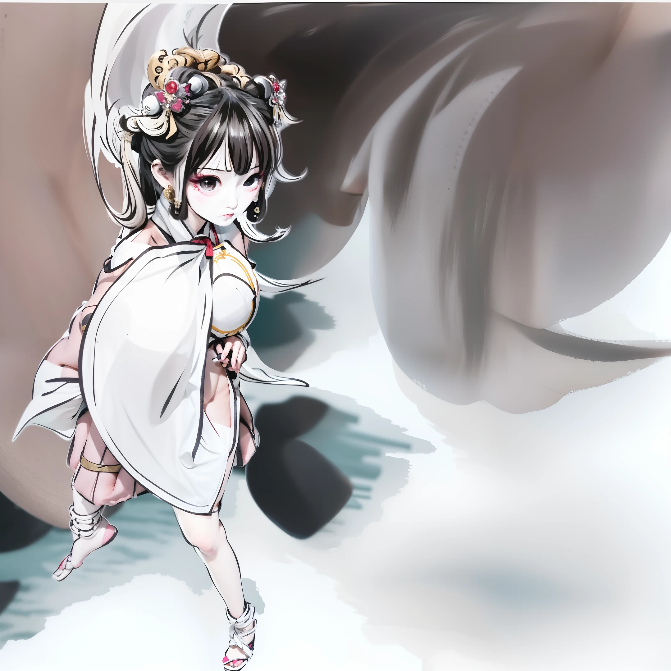 Ancient Style/Martial Arts/Girls/Double Girls/Powder and White Hanfu/Exquisite Hair Accessories/HD