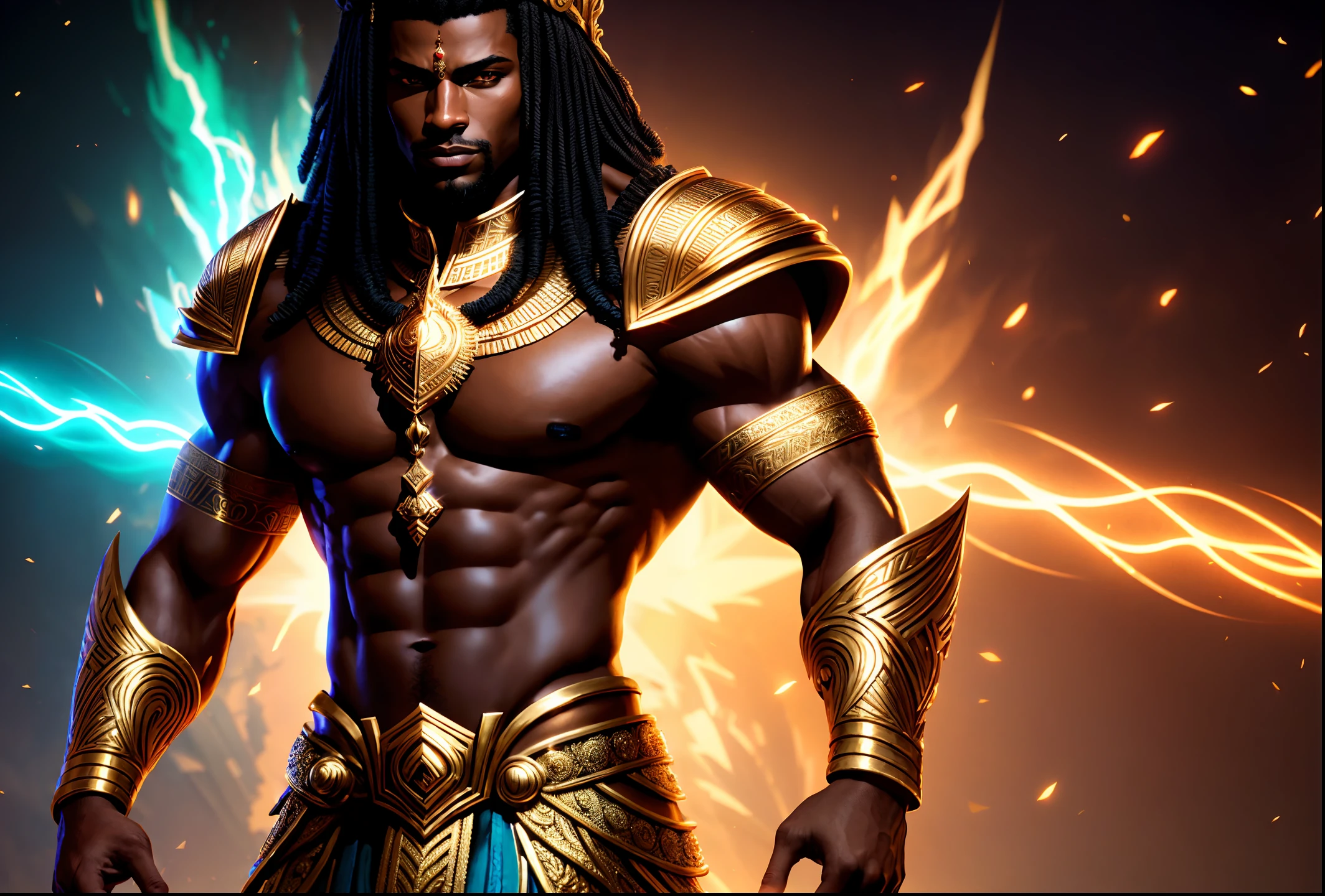 Highly (dynamic:1.2) (palace) scene art detailed (:1.2) pharaoh, handsome, (dark skin), ((muscular)), (fantastic amazing decoration:1.2), abstract beauty, explosive volumetric, Delightful anatomy, (fantastic god perfect art, 64k ultra hd:1.1), (art by apterus, art by dan mumford:1.2), stylish pose, dynamic pose, rendered in a highly detailed and photorealistic style Masterpiece, detailed background, (beautifully detailed glow:1.2), (Cinematic lighting), intricate detail, highres,