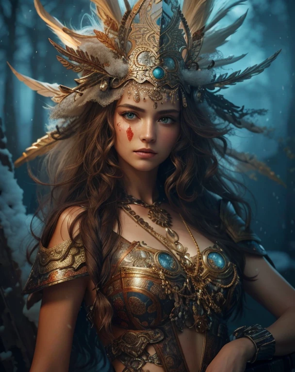(redo armor details: 2), (beautiful sad eyes, a feeling of despair:1.2),(photorealistic:1.4),(masterpiece:1.3),(best quality:1.4),ultra high res, HDR,8k resolution. A closeup stylish glamour photo of a warrior goddess, battleworn, blood sprinkled, surrounded by mesmerizing nature. Snow-white hair, intricate but broken head wear, high detail battleworn rusted iron armor. Medium big sized breast, slim waist and hips, a pair of beautiful long legs, perfectly rounded hips