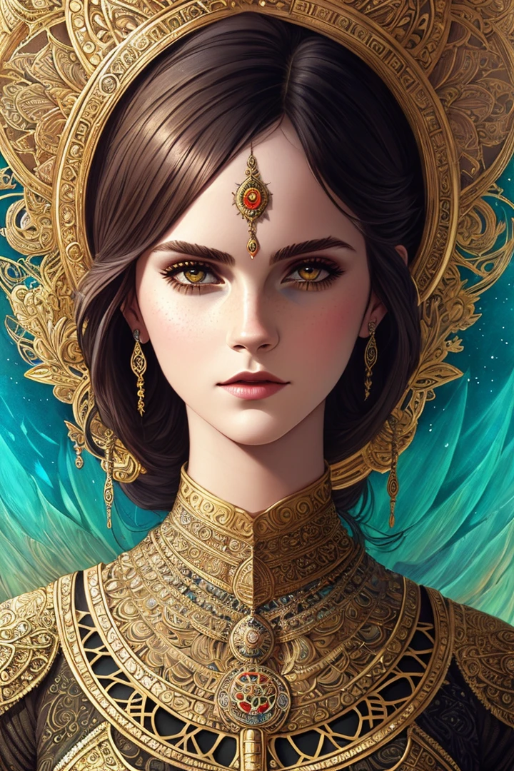 Waist high Portrait of an exotic beautiful emma watson woman wearing trendy clothing at a beach, perfect detailed face, detailed symmetric hazel eyes with circular iris, realistic, stunning realistic photograph, 3d render, octane render, intricately detailed, cinematic, trending on artstation, Isometric, Centered hipereallistic cover photo, awesome full color, hand drawn, dark, gritty, mucha, klimt, erte 12k, high definition, cinematic, neoprene, behance contest winner, portrait featured on unsplash, stylized digital art, smooth, ultra high definition, 8k, unreal engine 5, ultra sharp focus, intricate artwork masterpiece, ominous, epic, TanvirTamim, trending on artstation, by artgerm, h. r. giger and beksinski, highly detailed, vibrant