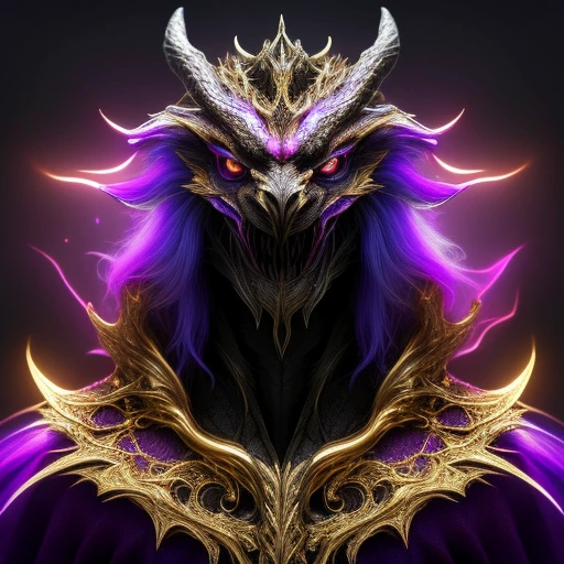 (Original: 1.2), (Real: 1.4), Absurd, Incredibly Absurd, Ultra Detailed, High Resolution, Ultra Detailed, Best Quality, Amazing, Top Quality, Very Detailed CG Unity 8k Wallpapers, Cinematic Lighting , (perfect shiny skin: 0.6), slender and smooth lines, (Dragon Warrior, Miao Dao, tall, evil expression: 1.4), exquisite facial features, double eyelids, purple pupils, long black hair, dark purple the gradient robe, the dragon head,