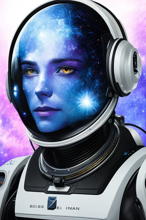 Detailed, complex portrait of a sci-fi Borg (astronaut: 1.2) floating in outer space, nebula, galaxy (jubbslineart_v2:1.0)