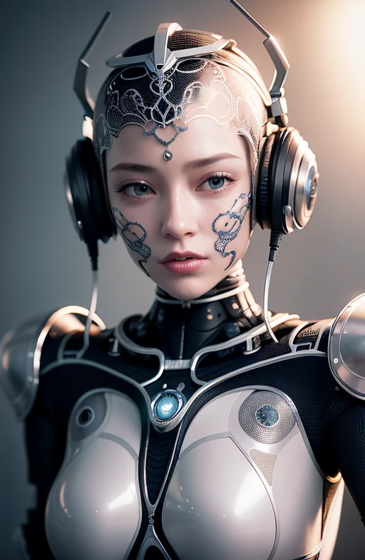 Intricate 3d rendering of highly detailed beautiful ceramic silhouette female robot face, robot, robot part, 150 mm, beautiful studio soft light, rim light, vibrant details, luxurious cyberpunk, lace, surreal, anatomy, facial muscles, cables wires, microchip, elegant, beautiful background, octane rendering, HR Giger style, 8k, best quality, masterpiece, illustration, very delicate and beautiful, very detailed, CG, unity, wallpaper , (fidelity, fidelity: 1.37), amazing, fine detail, masterpiece, best quality, official art, very detailed cg unity 8k wallpaper, absurd, unbelievably absurd, robot, silver helmet, full body, sitting write
