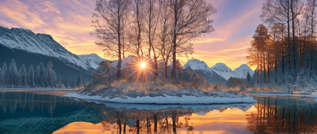 the sun shines in a crystal glass against the background of the sea and mountains