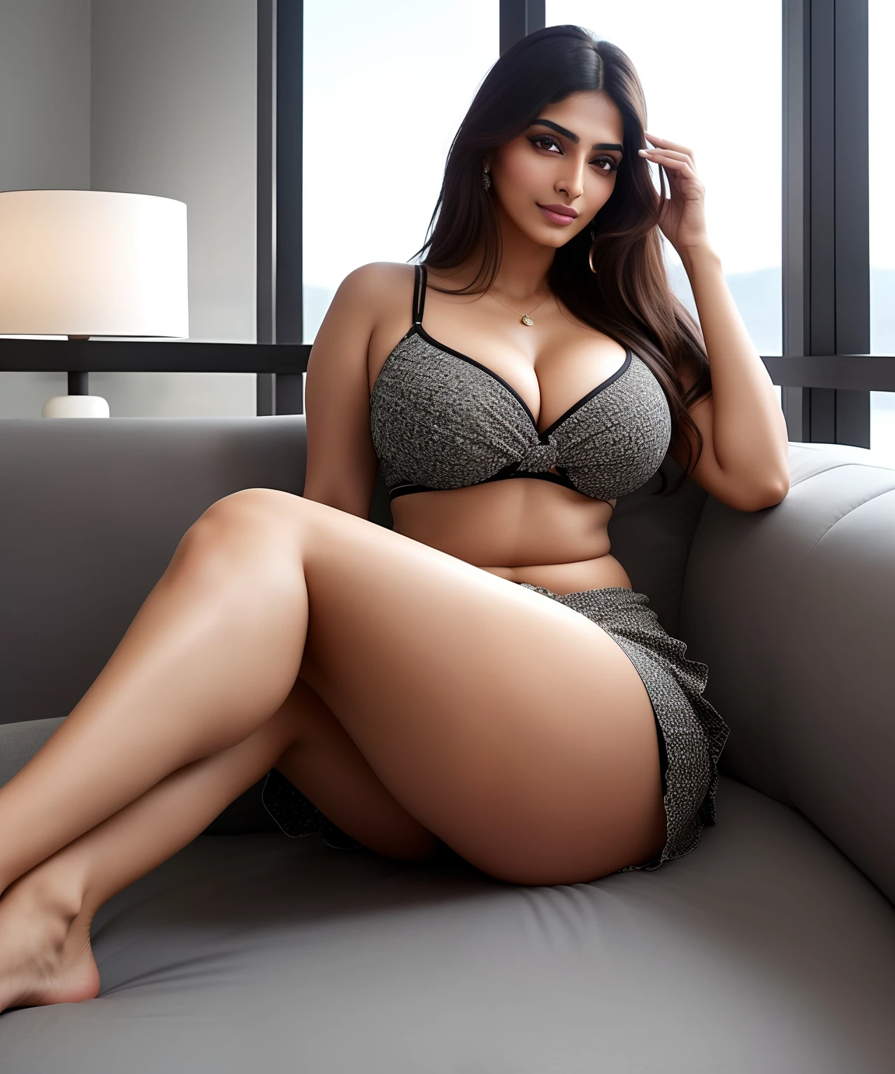 Photo of sonam kapoor, (((full body picture))), ((realistic)), ((hyper realistic)), ((lifelike)),(sharp focus:1.2), attractive woman, (beautiful face:1.1), detailed eyes, luscious lips, (messy bun hair), 30 years old, sexy body
indoors, bedroom, sitting on couch, legs spread
(sexy night dress), (sexy attractive figure), (big boobs), (cleavage), (tight abs), (thick hips)
4K, HDR, DSLR photoshoot, professional photography, detailed texture.