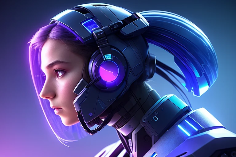 A girl, future fighter, mecha, beautiful face, blue-purple light and shadow, dark background, mystery, mechanical parts, aircraft, delicate, 8k, metal texture, cowboy lens, cyborg, slime, high quality photo, movie texture,
moisture, energy block, glass, light, long hair, headphone conversation, sense of technology,