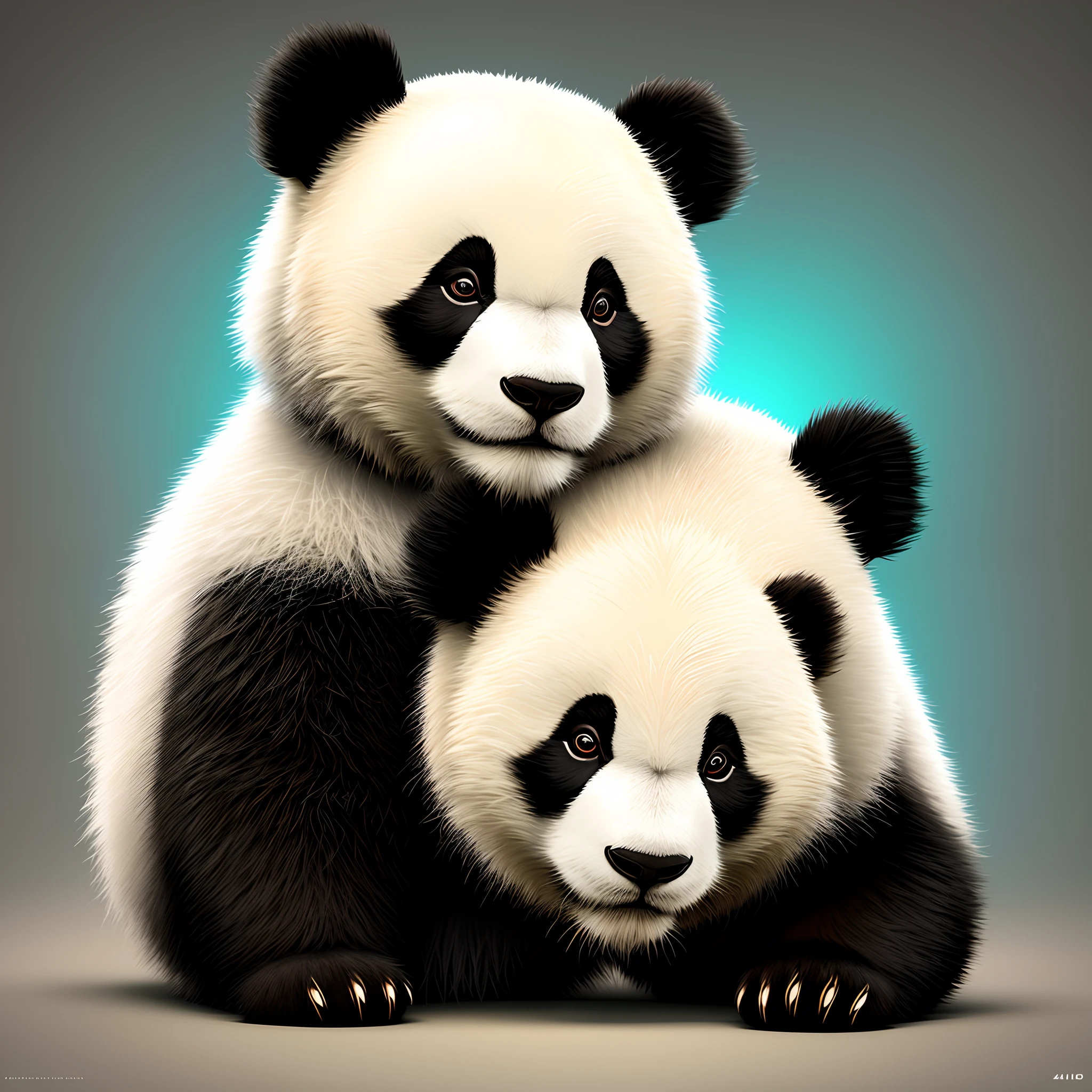 Realistic panda, atomic heart, game style, cyber vibe, 4k ultra, epic realistic, faded, ((neutral colors)), art, complex background, rutkowski