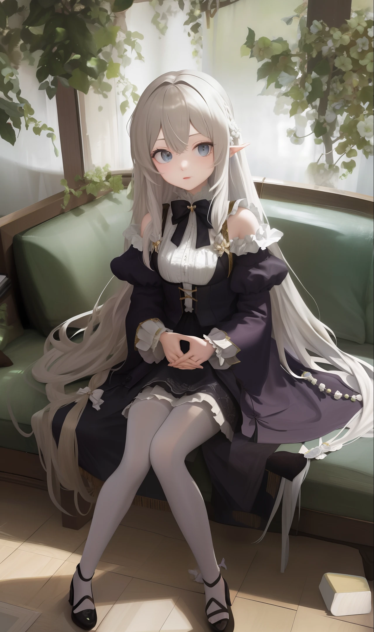 masterpiece, exquisite, small breasts, semi-shaded, long hair,