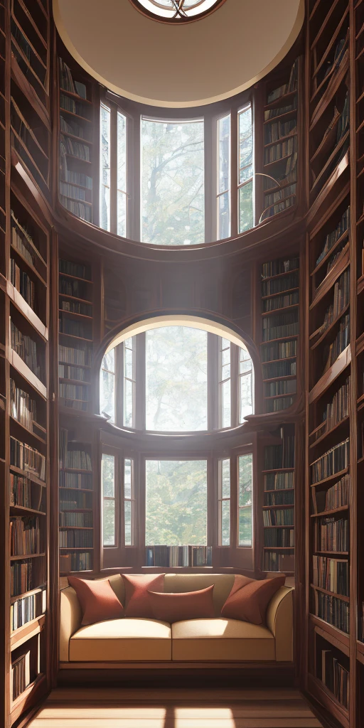 1. arafed room with a circular window and a couch in it, storybook style, reading nook, cozy place, books all over the place, fancy library, ((((library interior)))), small library, cozy and peaceful atmosphere, large round window, filled with books, cosy atmoshpere, round window, urban fantasy setting, cosy enchanted scene, cozy room.
2. arafed room with a circular window and a couch in it, a digital rendering by Alexander Kucharsky, trending on pixabay, romanticism, storybook style, reading nook, cozy place, books all over the place, fancy library, ((((library interior)))), small library, cozy and peaceful atmosphere, large round window, filled with books. объемное освещение И шедевр, лучшее качество, высокое качество, предельно детализированные обои CG unity 8k Яркий весенний пейзаж, разрывающийся новой жизнью и цветом. Холмы покрыты зеленым ковром, усеянным нежными полевыми цветами в оттенках розового, фиолетового и желтого, объемное освещение
