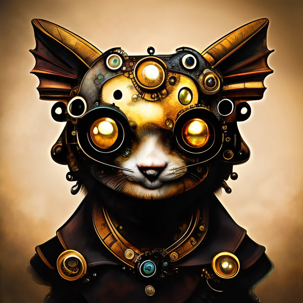 (steampunkai)++, (cute dragon cub), portrait, steampunk