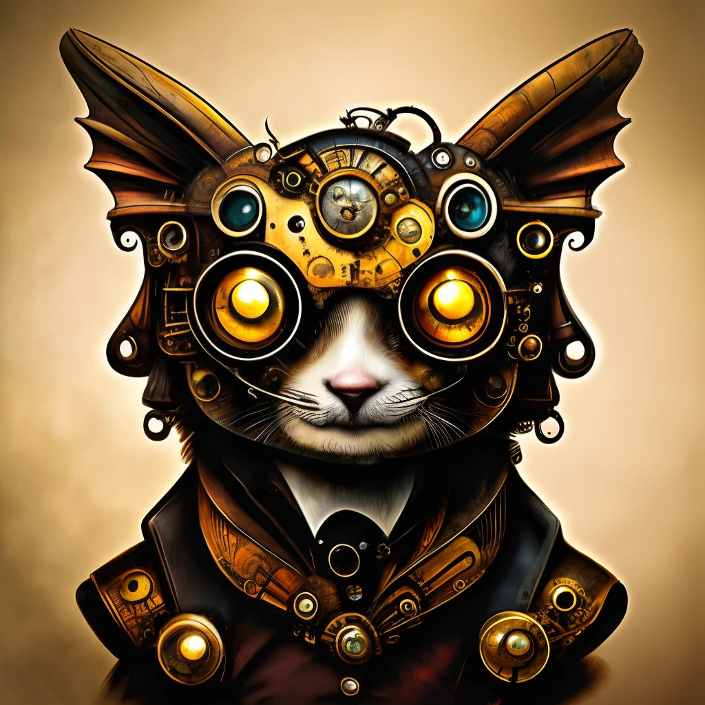 (steampunkai)++, (cute dragon cub), portrait, steampunk