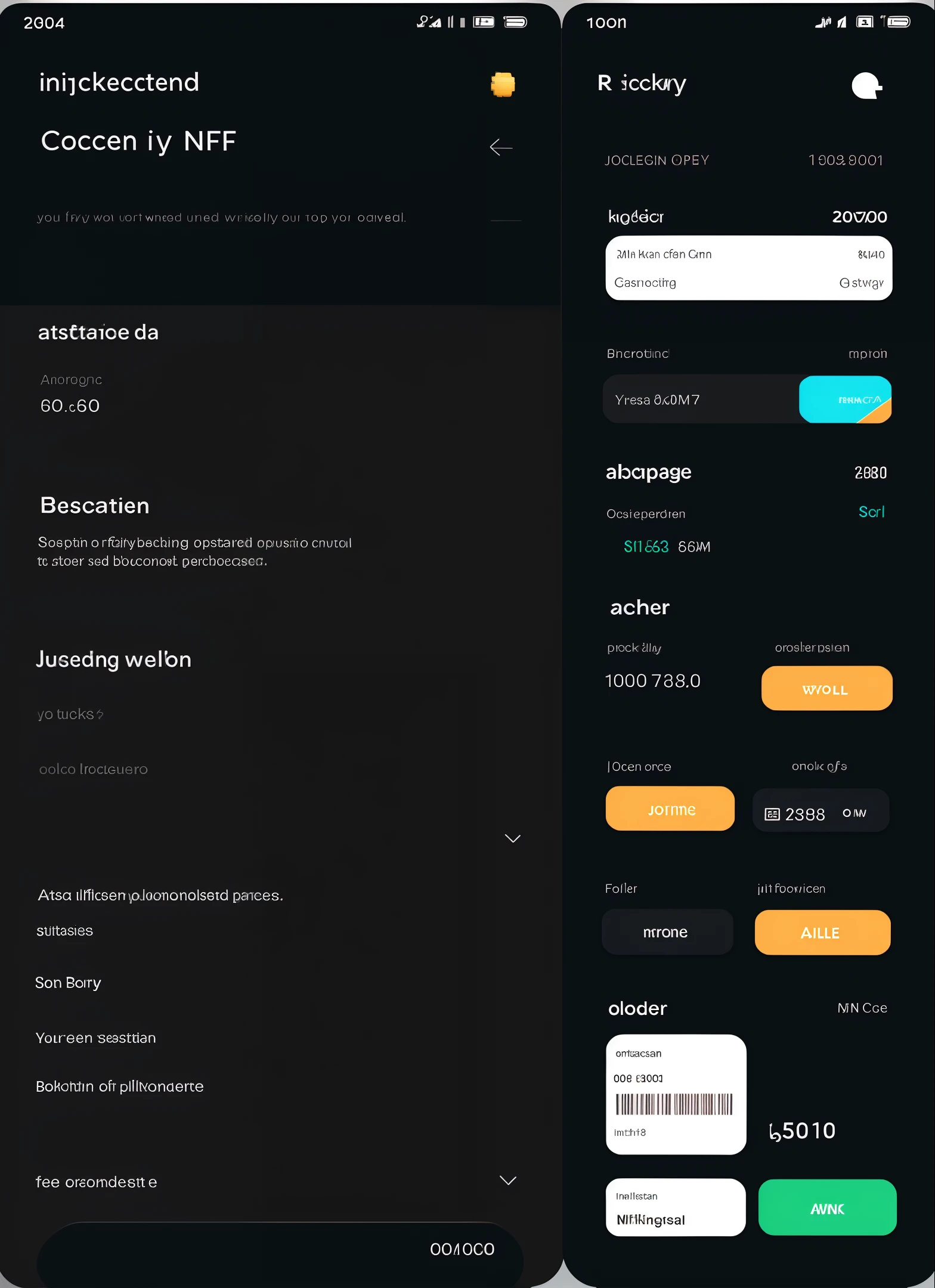 A blockchain wallet UI page with features including receiving and sending, and displaying NFTs