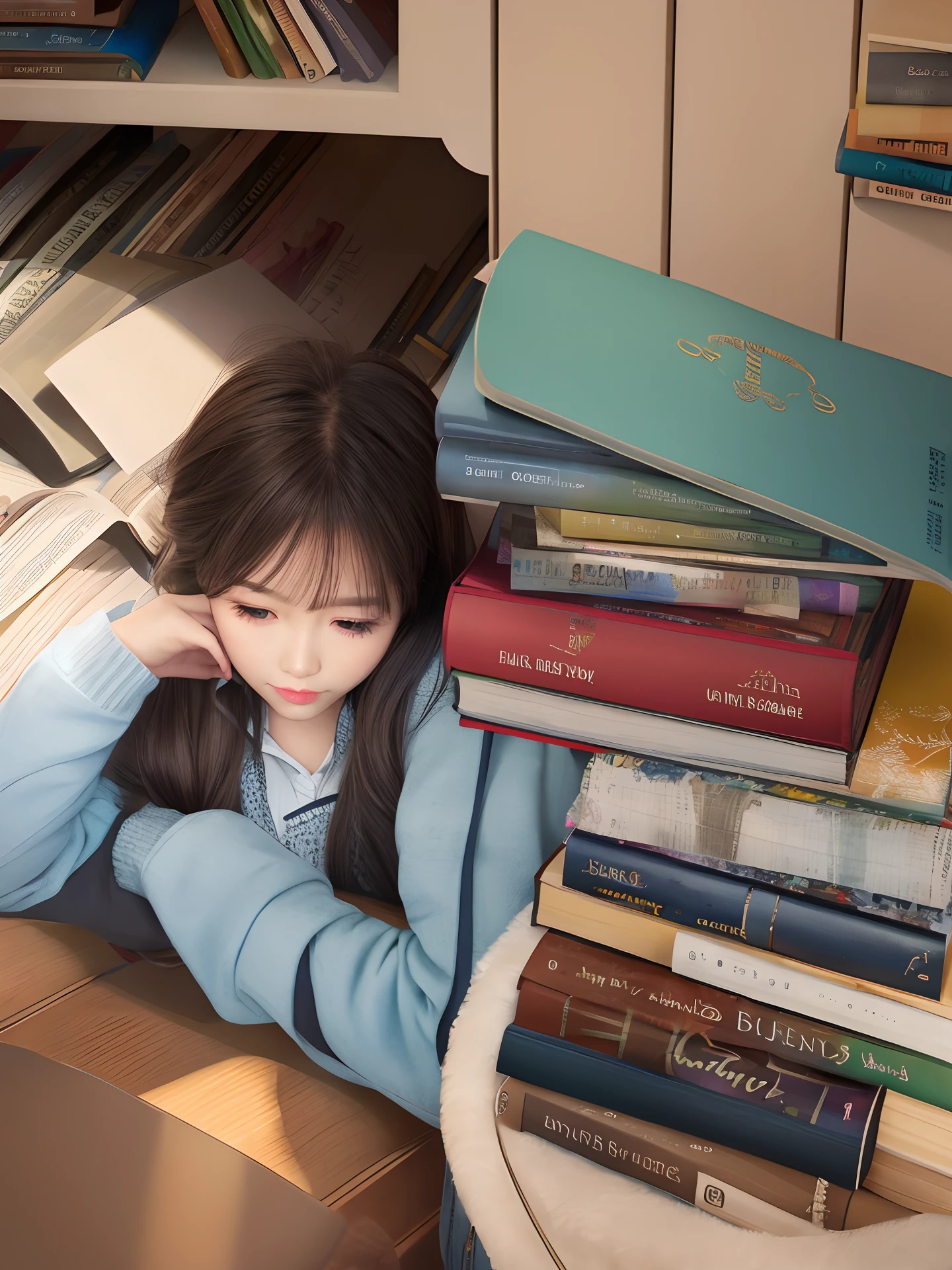 Girls read books and study