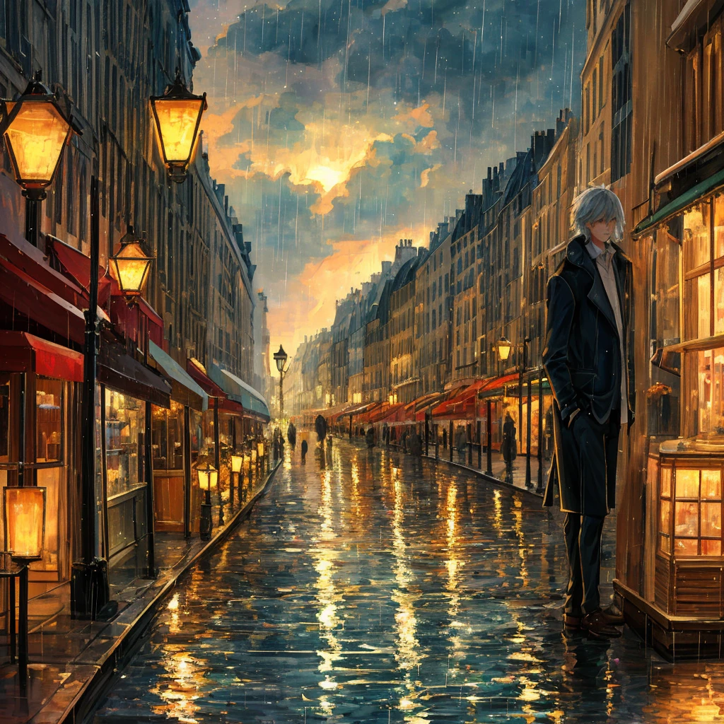 midnight, rainy night in Paris, the harbor lights are low, a lonely street in Paris, a boy holds his lover close,
masterpiece, best quality, 8k, low angle,best quality, masterpiece, cloud,colorful, starry,stars, high quality
digital painting, best quality, masterpiece, impressionism, vibrant colors, volumetric lighting, soft light, diffused lighting, radiant light rays,