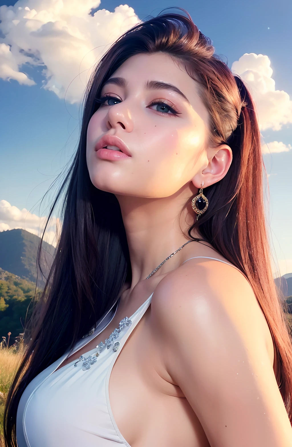 (A stunning masterpiece with divine beauty), an ultra-detailed 8k CG Unity wallpaper in the best quality (striking facial features, detailed hair and unique clothes), from a dynamic angle, surrounded by (clouds majestic or celestial elements), in (glorious or ethereal lighting), and framed by a (breathtaking background)