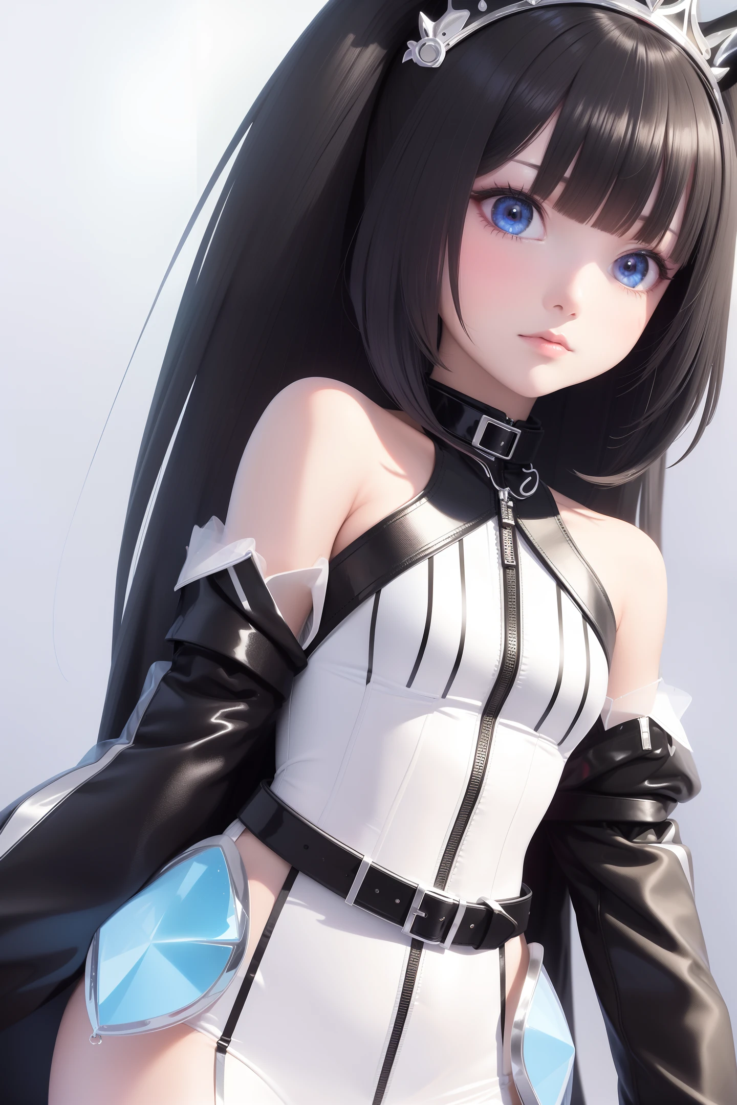 1. The girl wears a colorful transparent pvc costume belt (film interference)), full body, perfect waist-hip ratio, prism, melancholy expression, pretty eyes, brilliance, accessories, portraits, original game pictures, anime character concept design, pretty faces, beautiful light on a black background