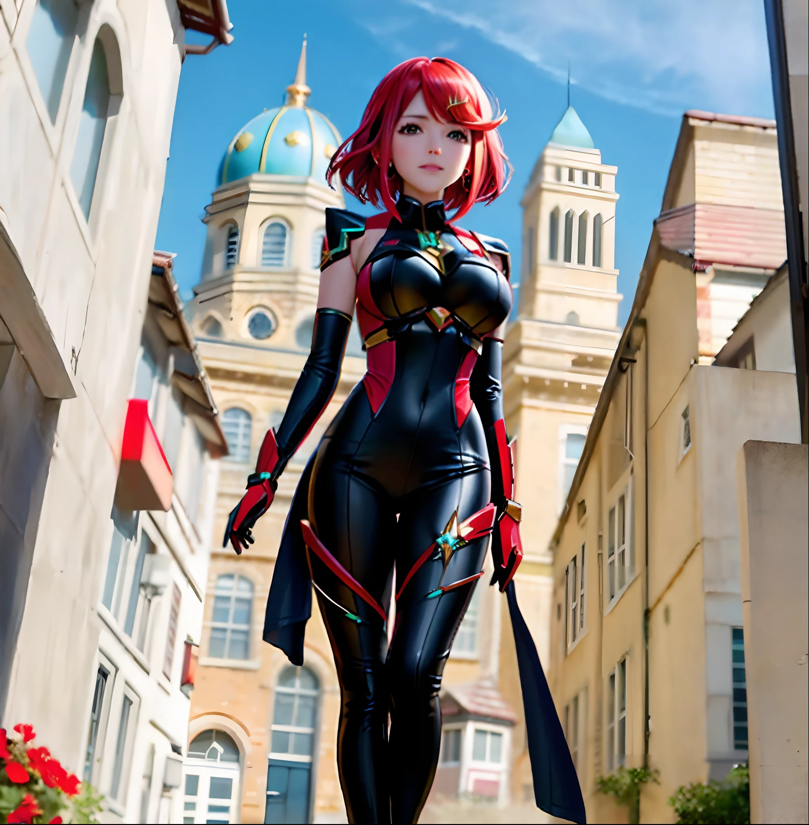pyra xenoblade, pyra cosplay, pyra xenoblade cosplay, mature, hot bigger tits, big tits, escote, sweat